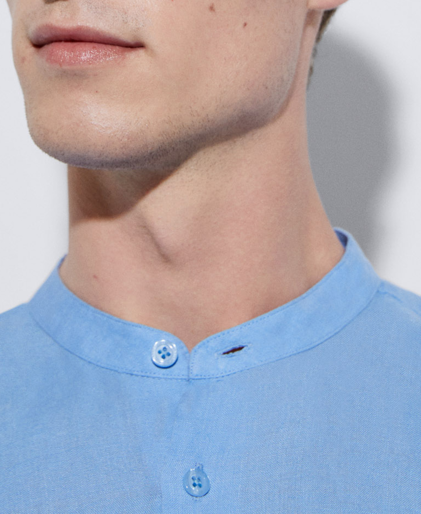 Camisa cuello Mao en lino image number 3