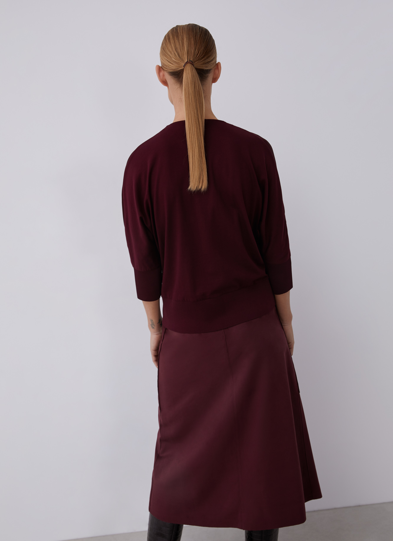 Viscose T-shirt with draped neckline image number 1