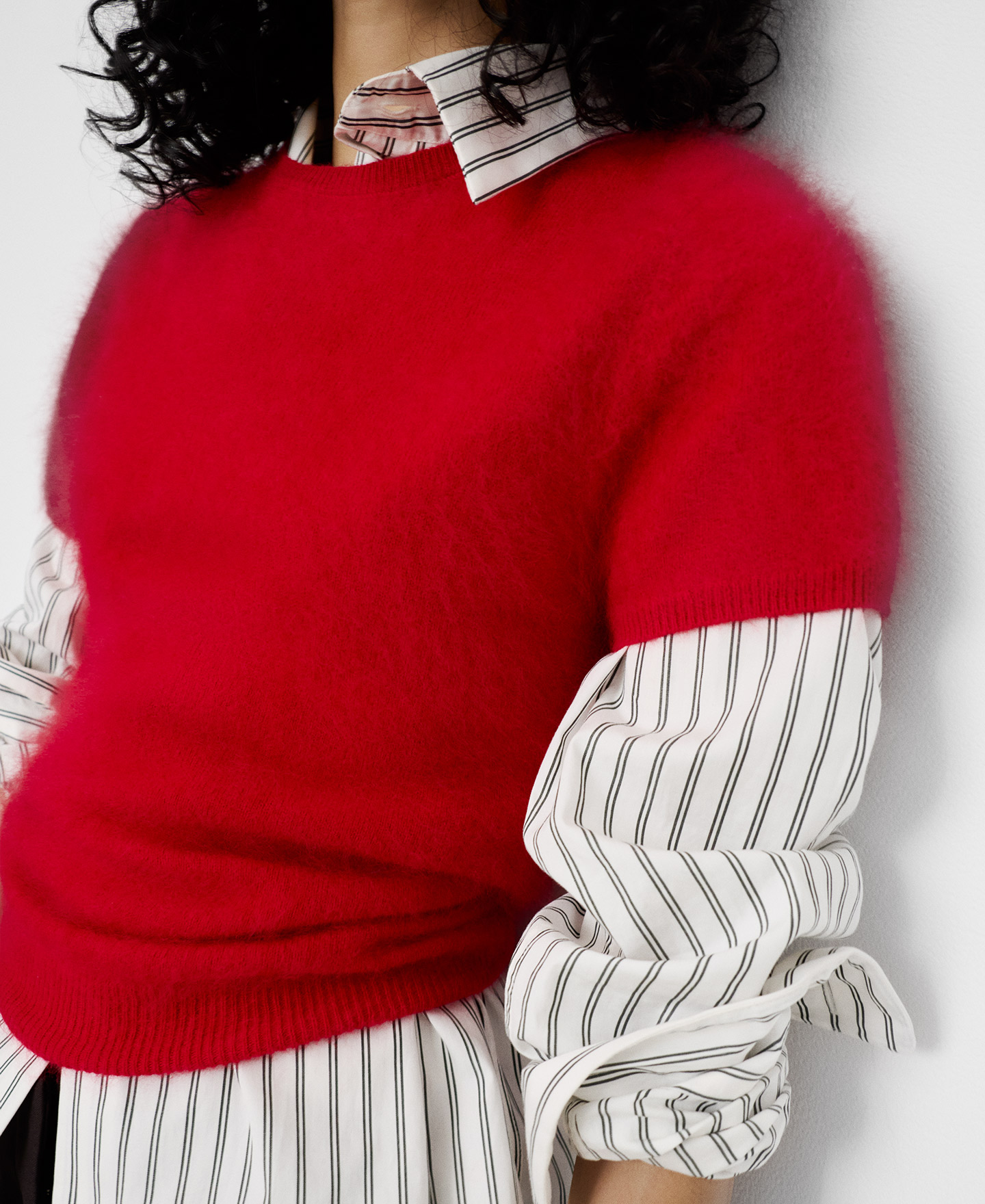 Merino wool brushed short sleeve sweater image number 3