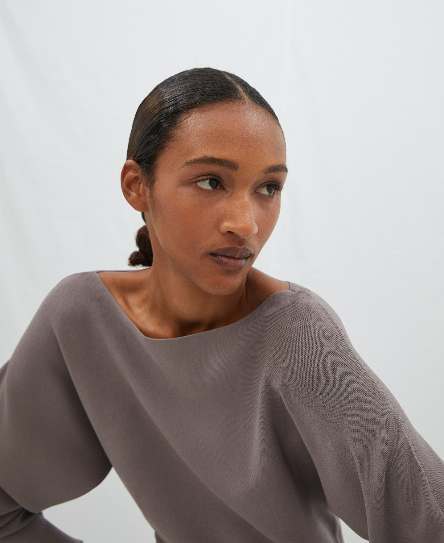 Peplum sweater in viscose knitted rubber image number 3
