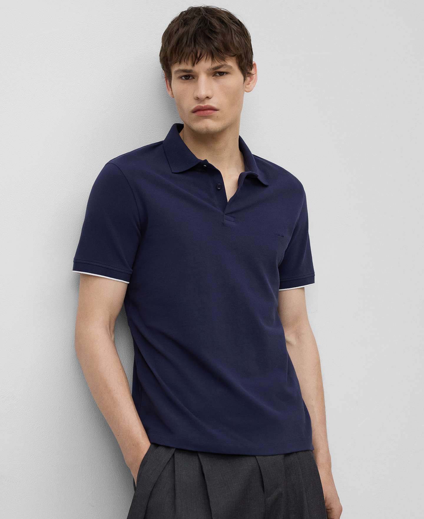 Organic cotton polo shirt man image number 0