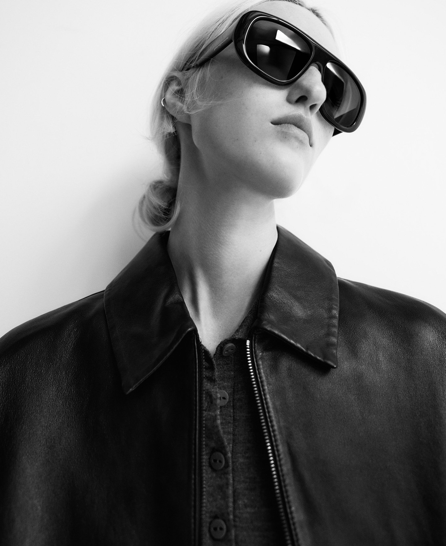Leather jacket with back cape woman image number 5