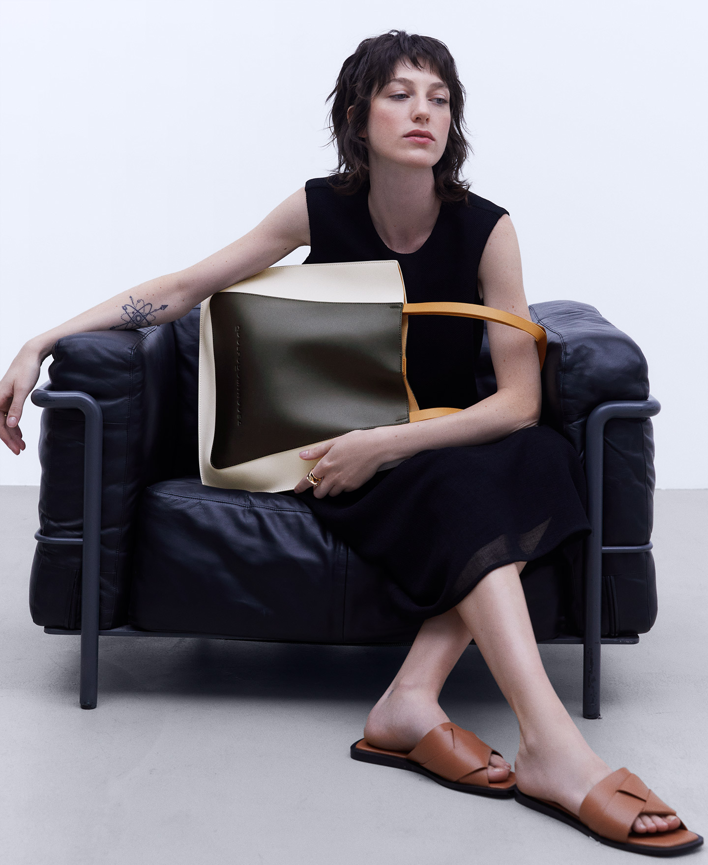 3-colour vachetta leather shopper image number 4