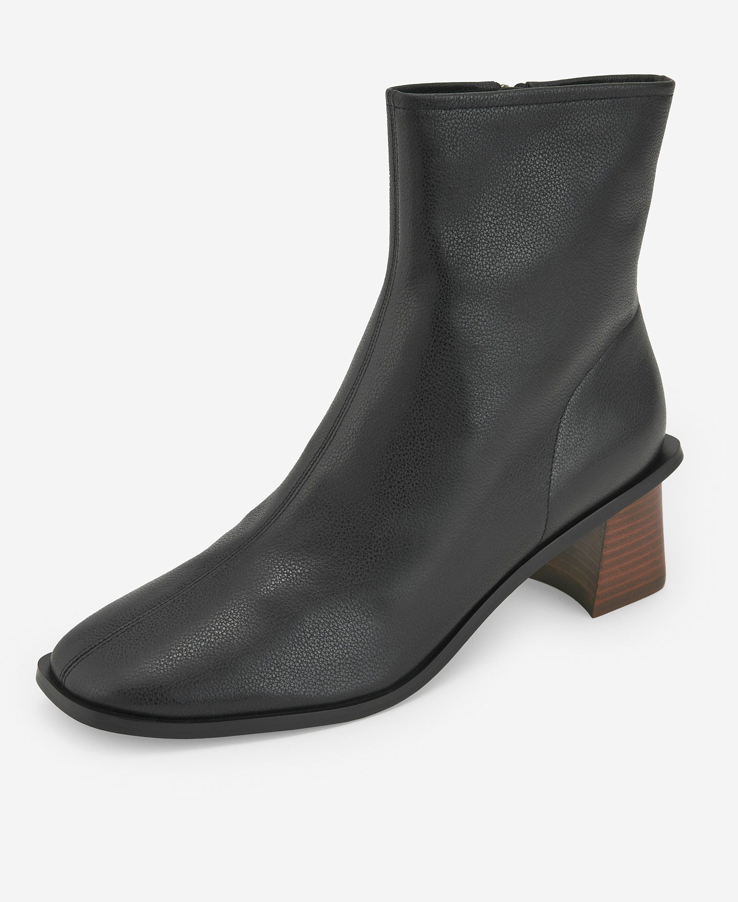 Mid-heel leather ankle boot image number 3