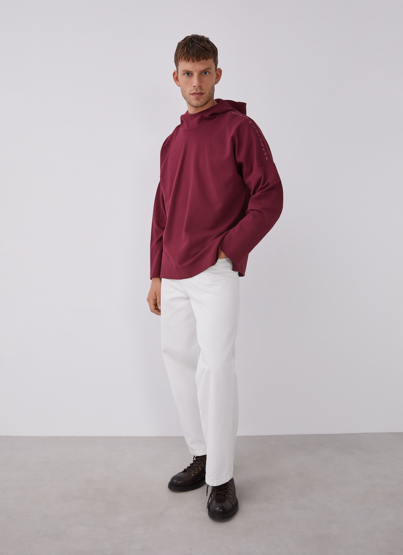 Hooded sweatshirt with chimney collar image number 5
