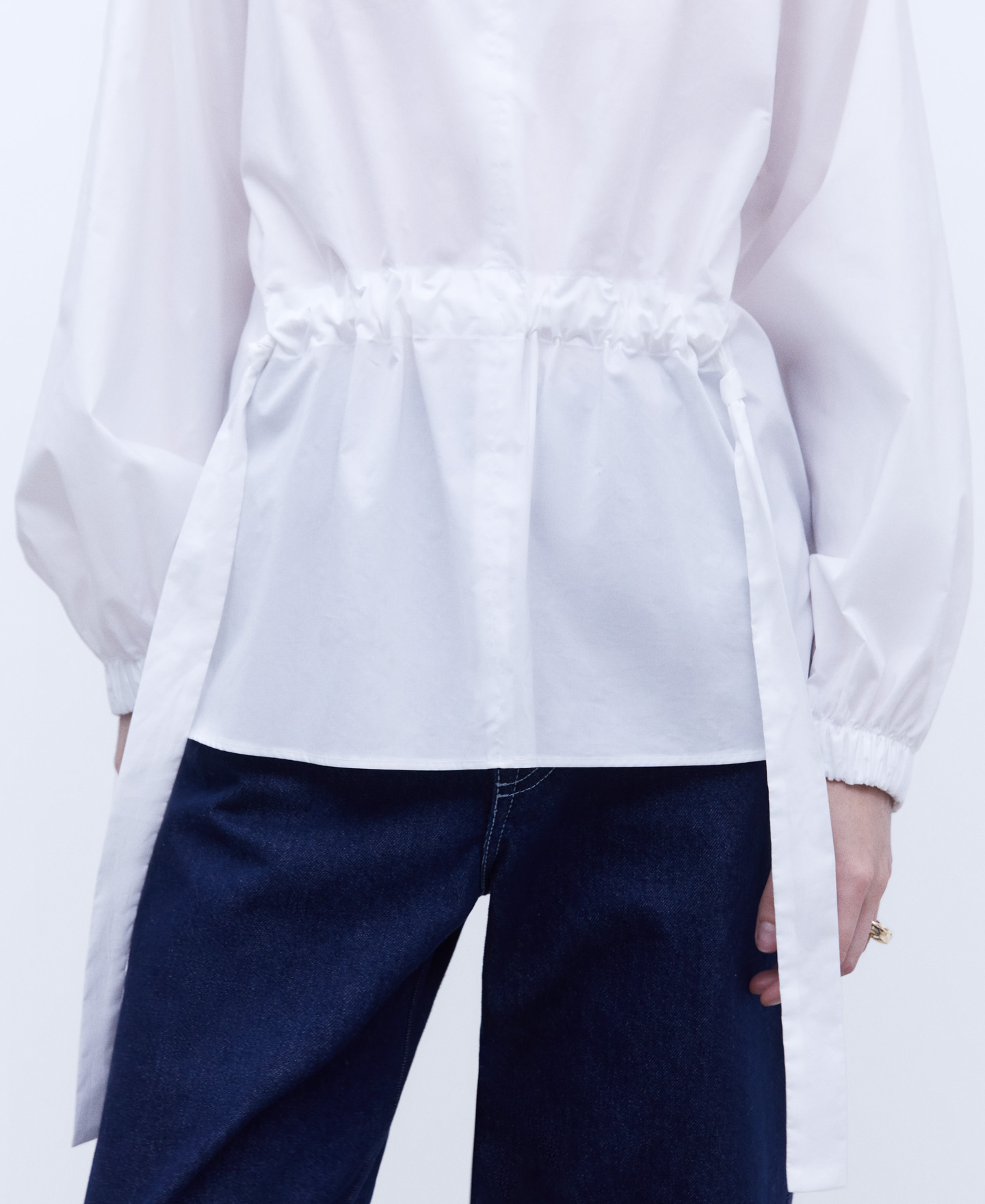 Gathered cotton shirt image number 3