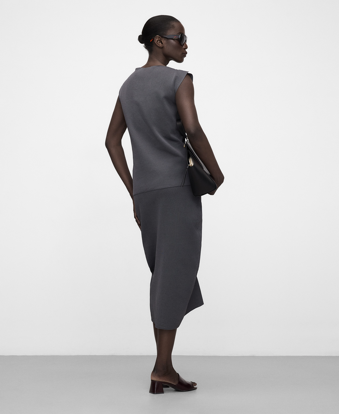 Asymmetric knit top with side ruffle image number 2