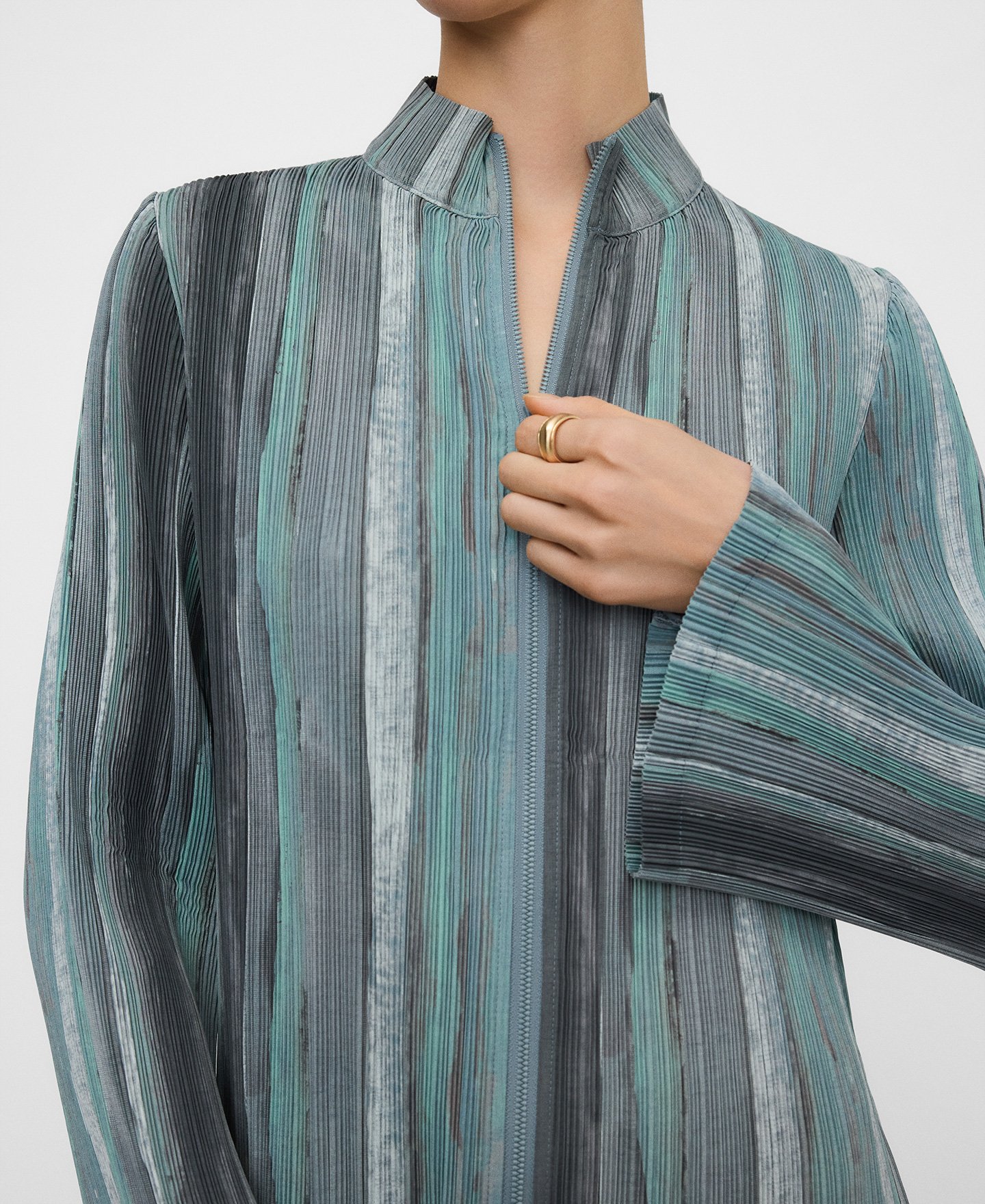 Printed crinkle jacket woman image number 3