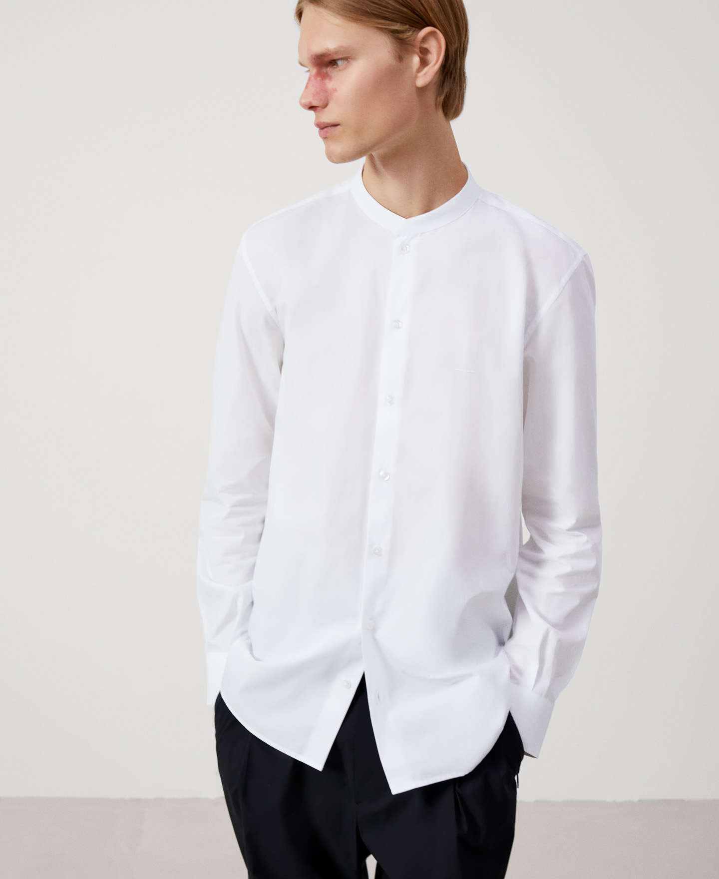 Mandarin collar organic cotton shirt image number 0