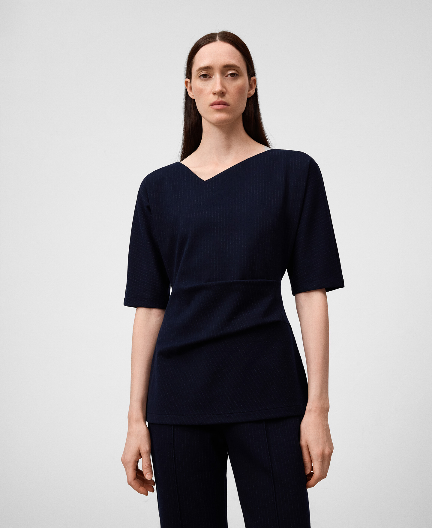 Draped striped top woman image number 0