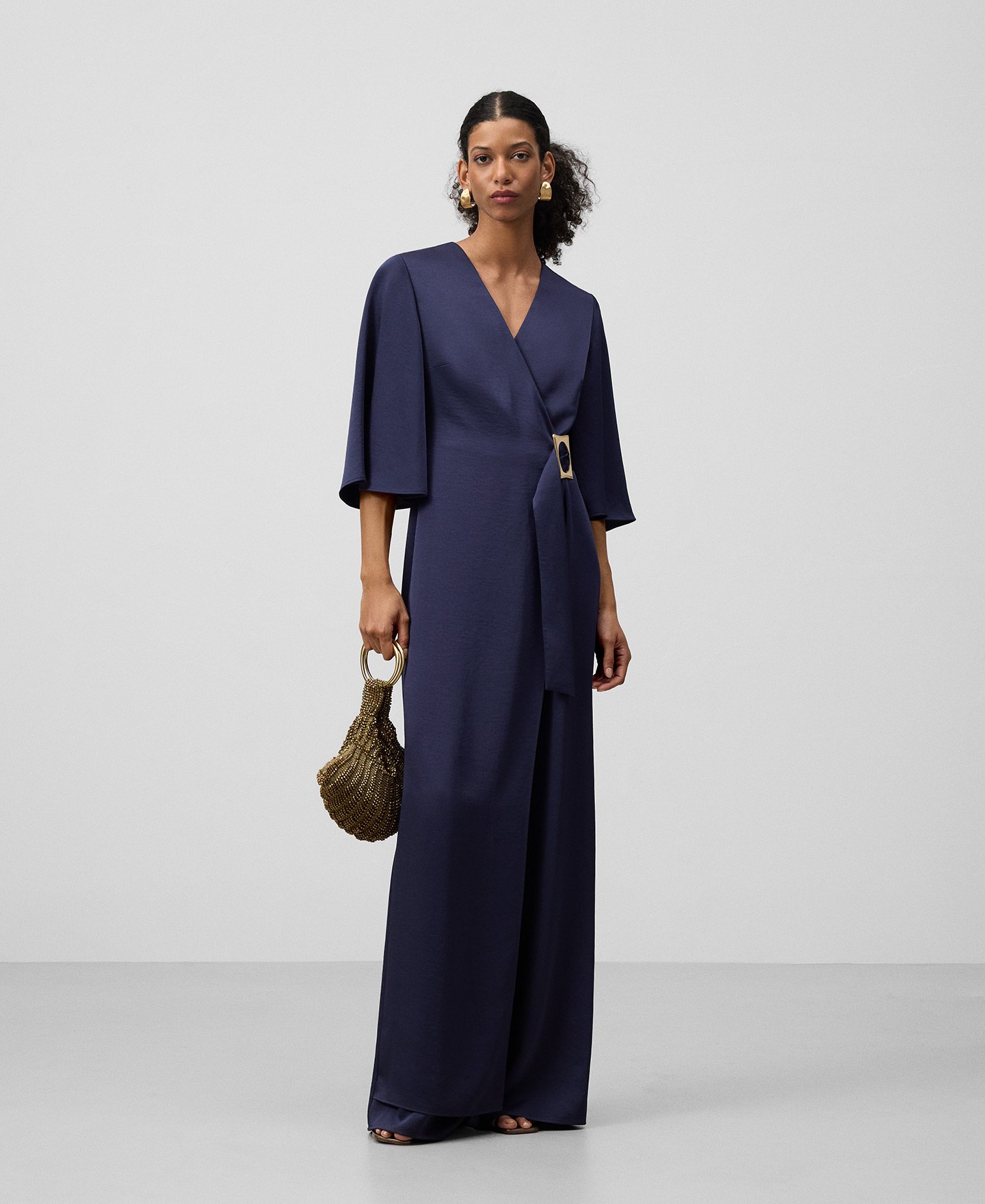 Navy blue long jumpsuit woman image number 0