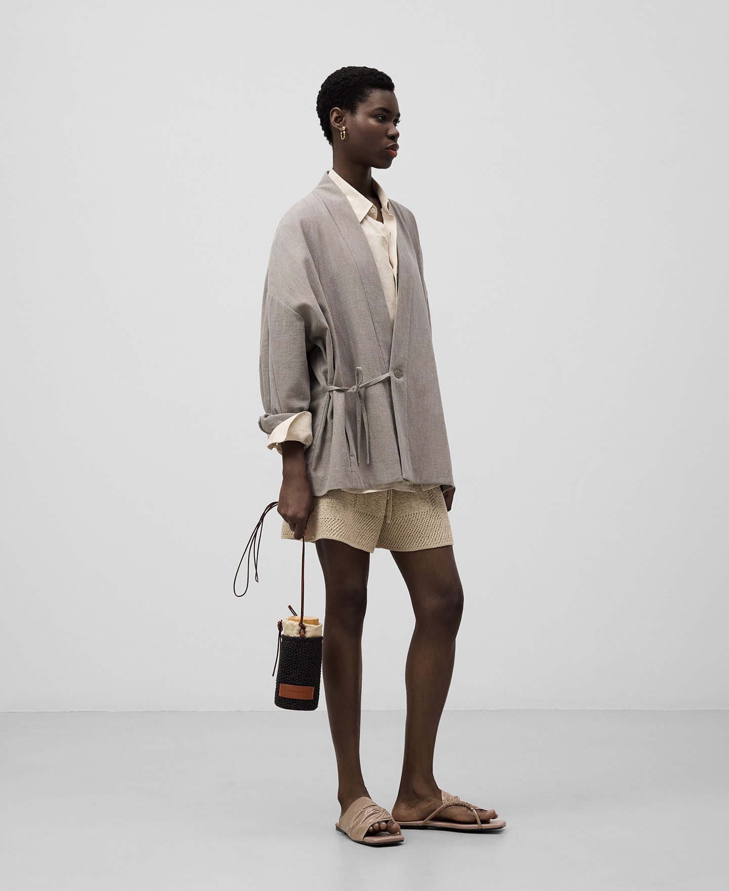 Small raffia texture bag woman image number 3