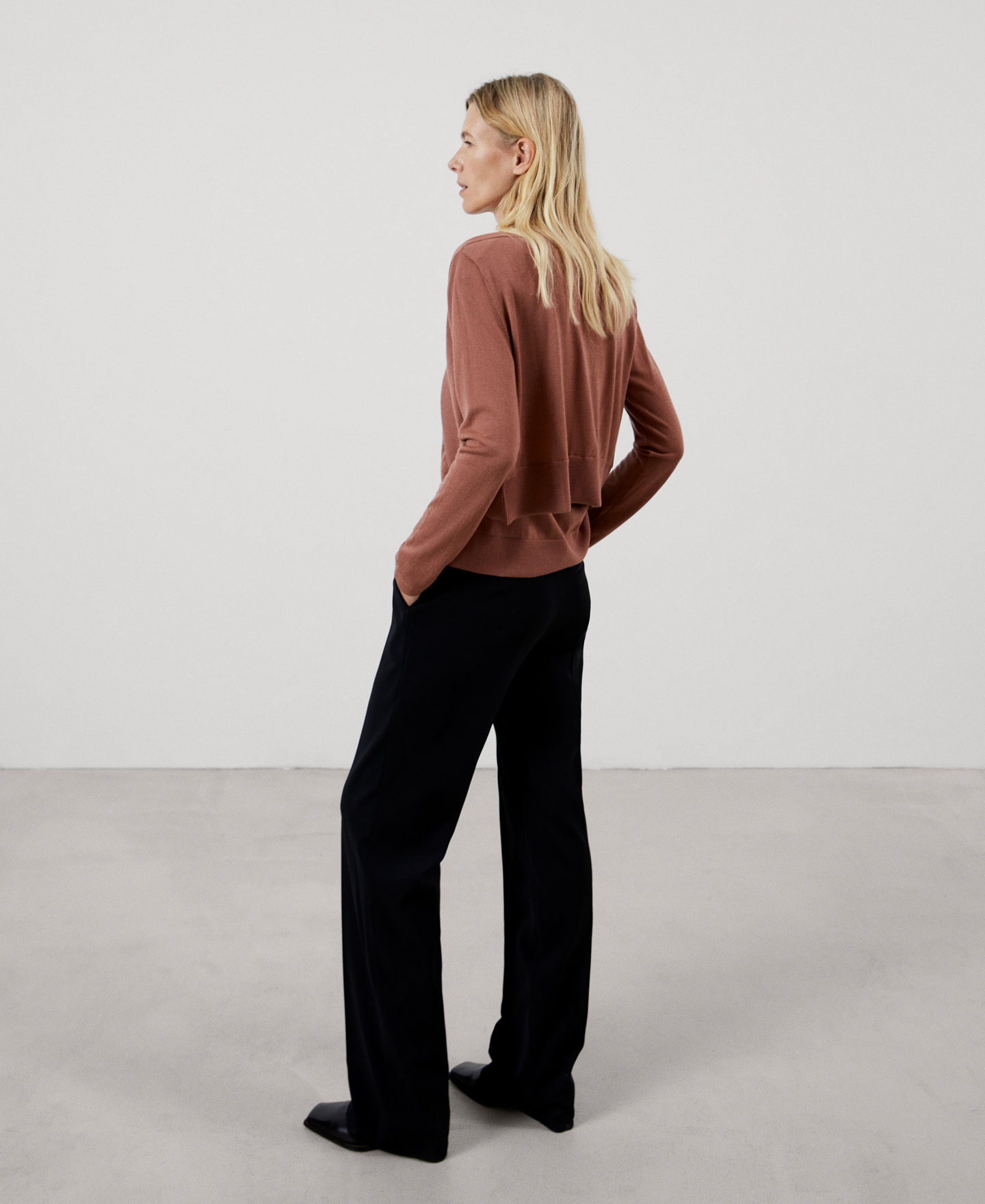 Merino wool bateau neckline top image number 2