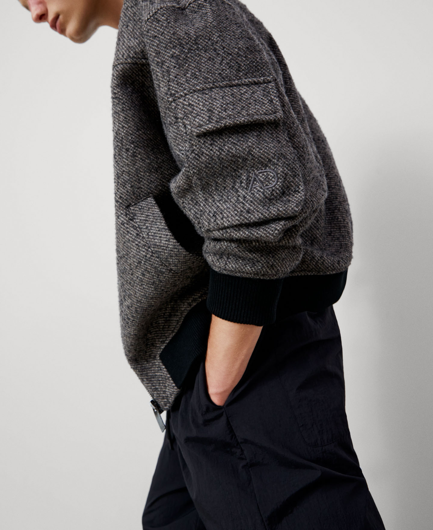 Wool and polyester bomber image number 4