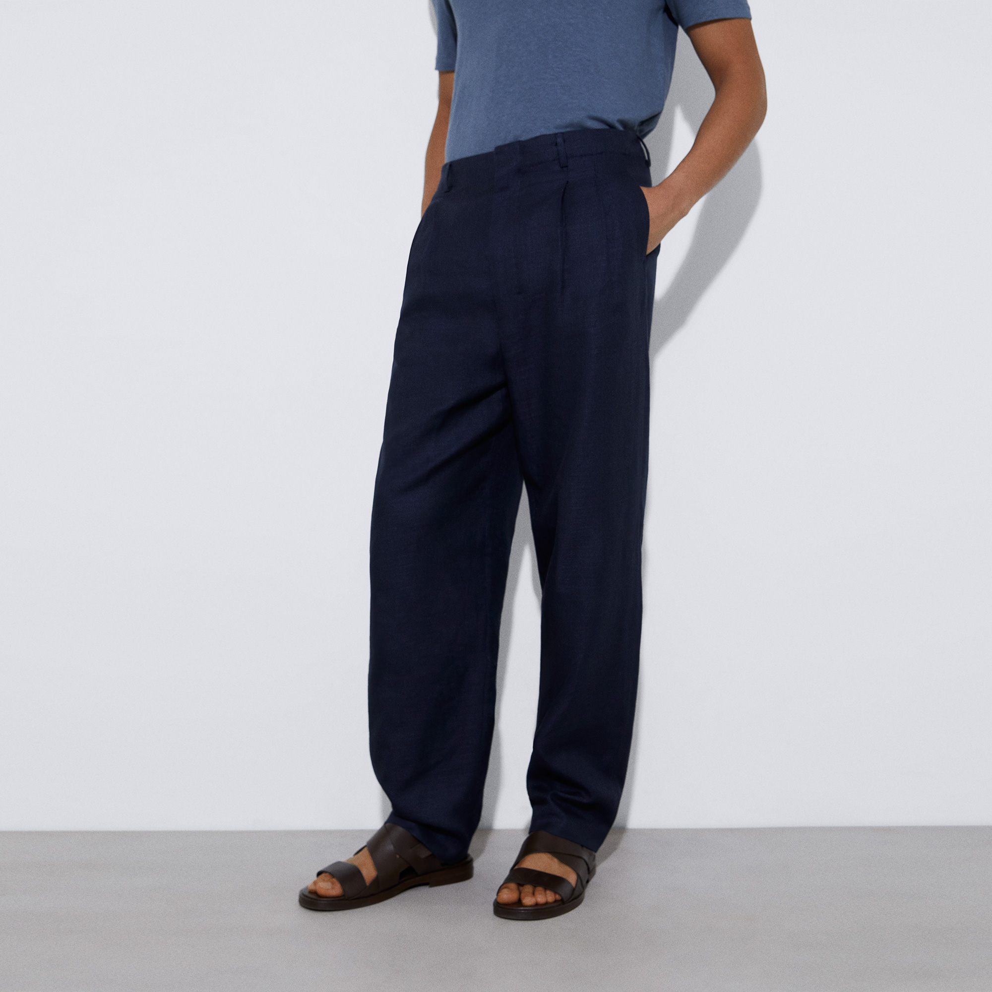 Wide European linen and cotton trousers image number 0