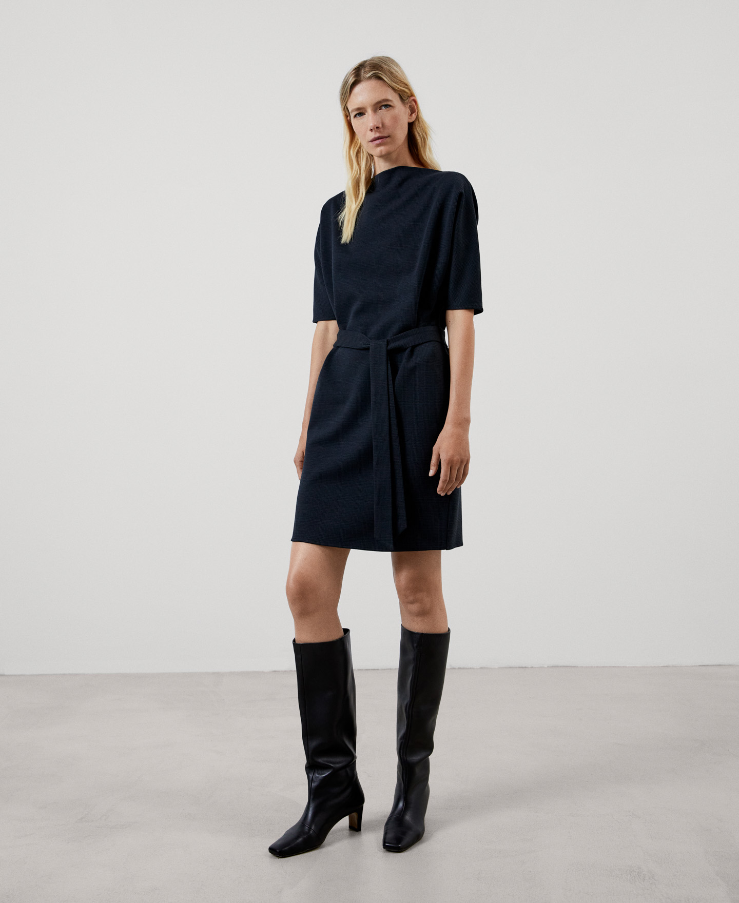 Recycled polyester belted dress image number 1