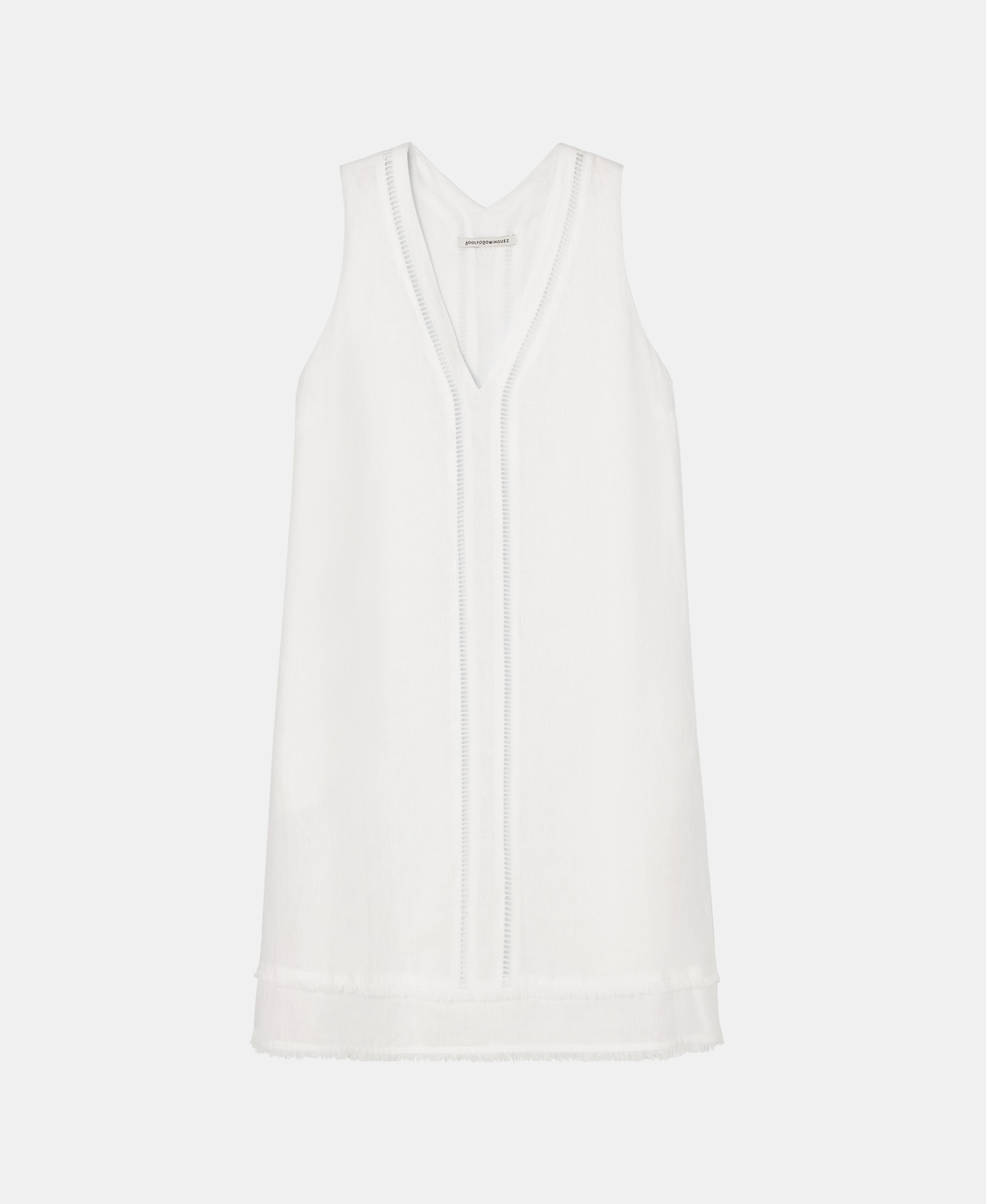 Neckline dress in white cotton image number 4