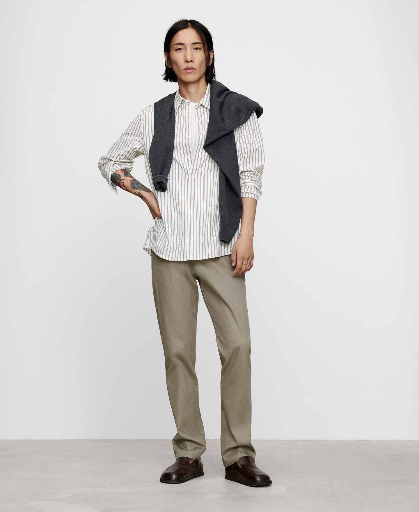 Regular fit microtexture chino trousers image number 1
