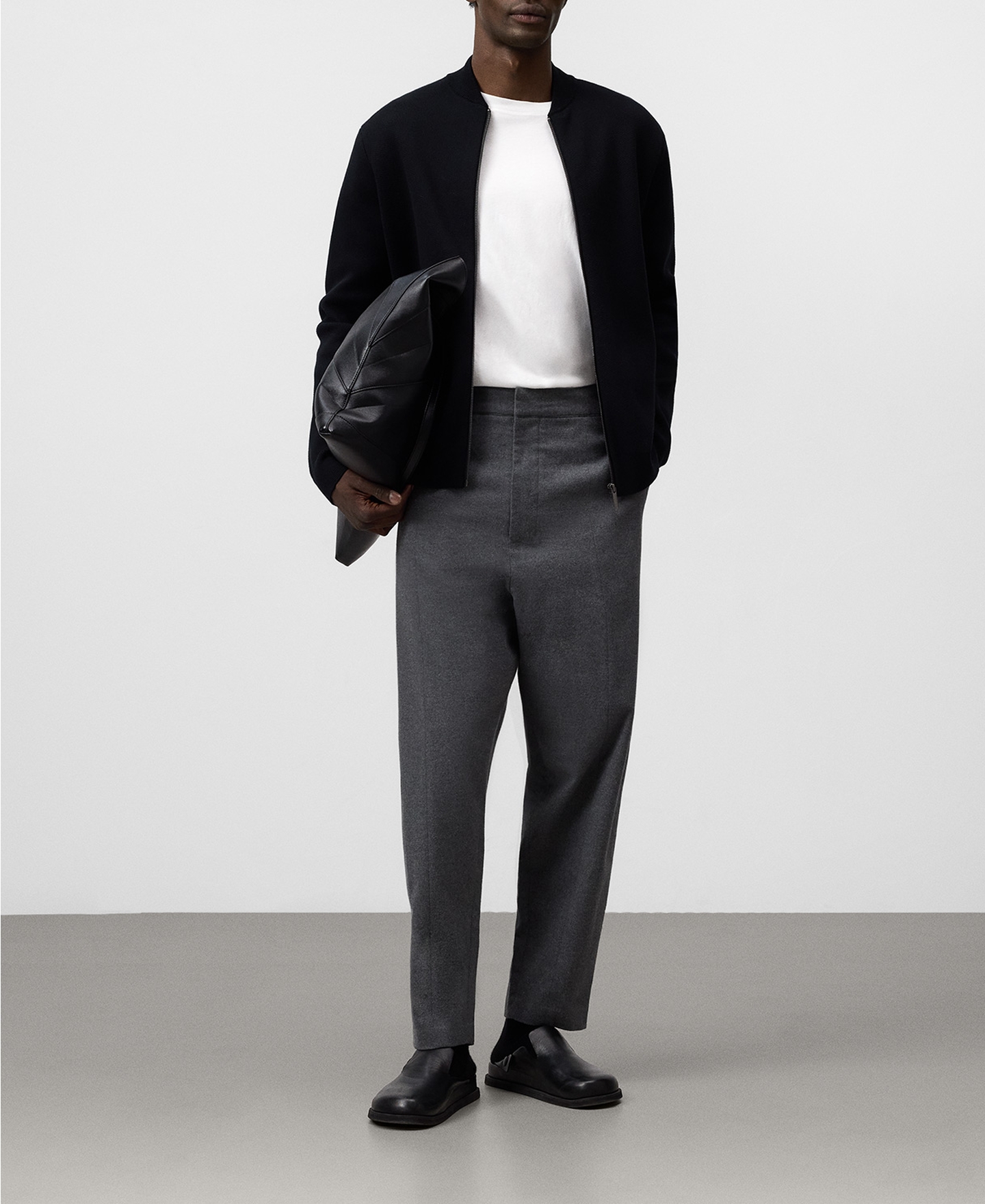 Bomber neck knit cardigan image number 1