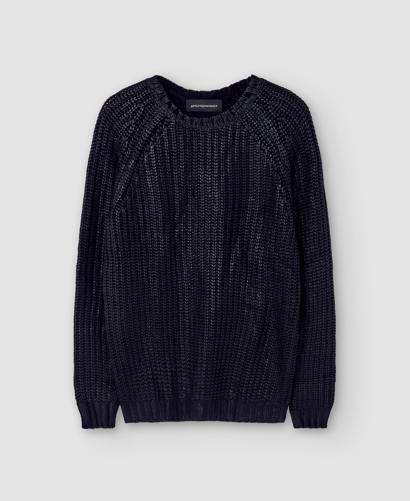 Waxed crew neck sweater image number 4