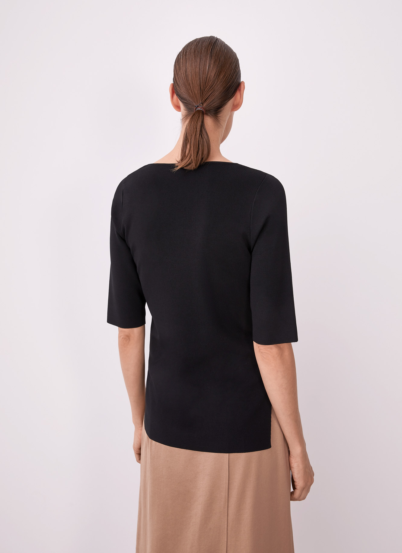 Knit sweater with asymmetric neckline image number 2