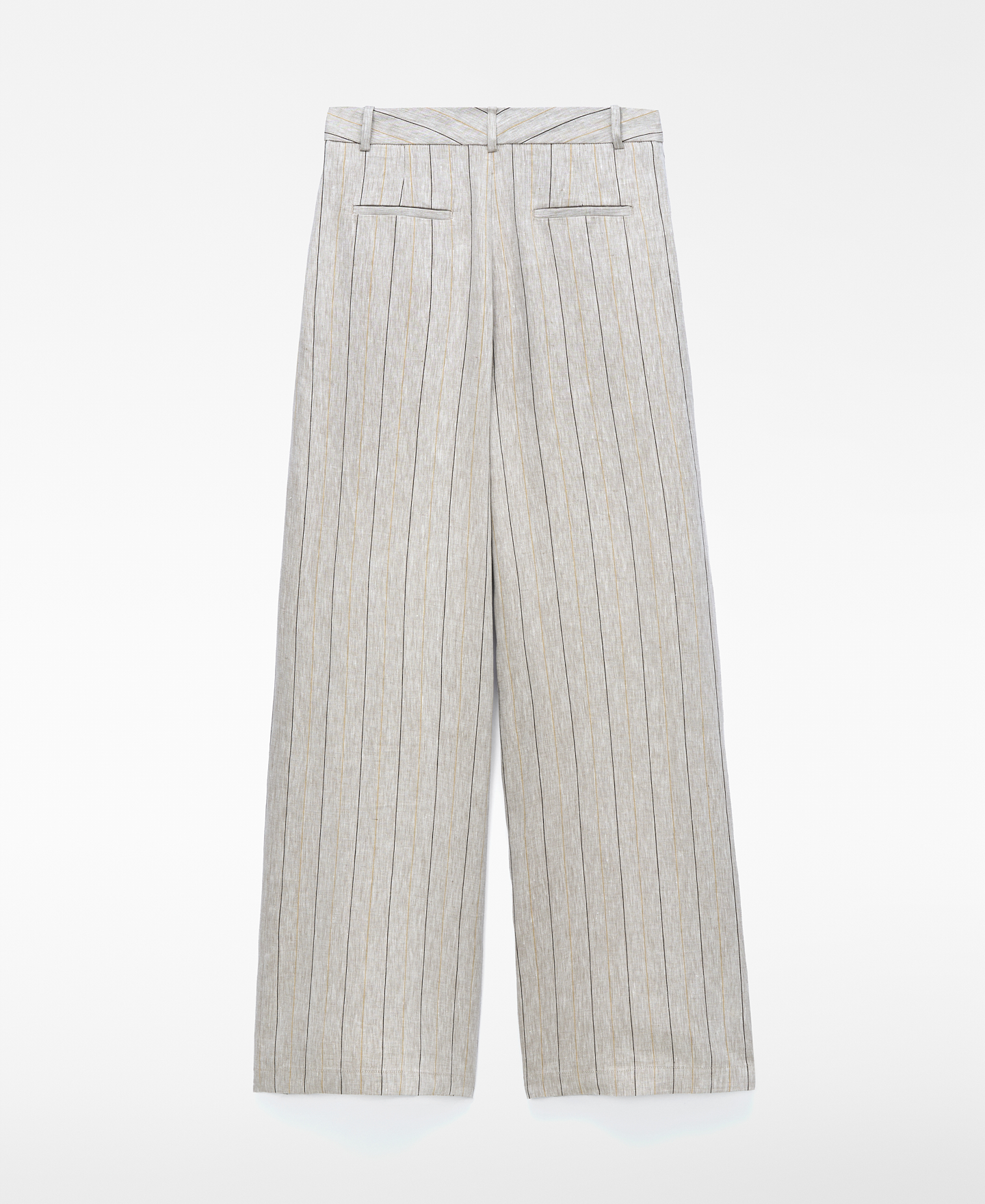 European linen striped straight trousers image number 5