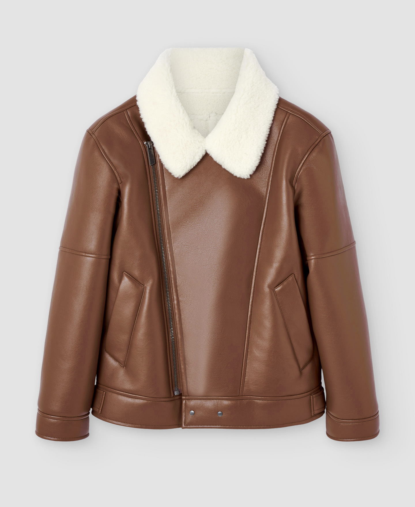 Leather texture aviator jacket image number 6