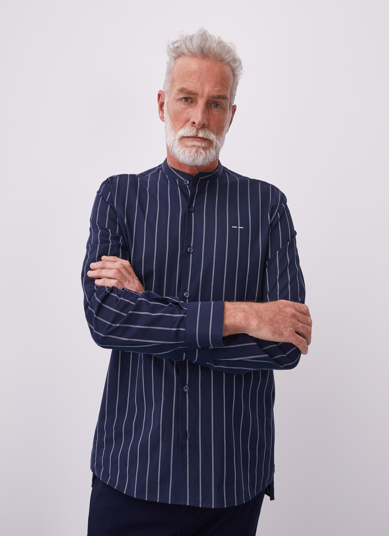 Mandarin collar cotton shirt image number 0