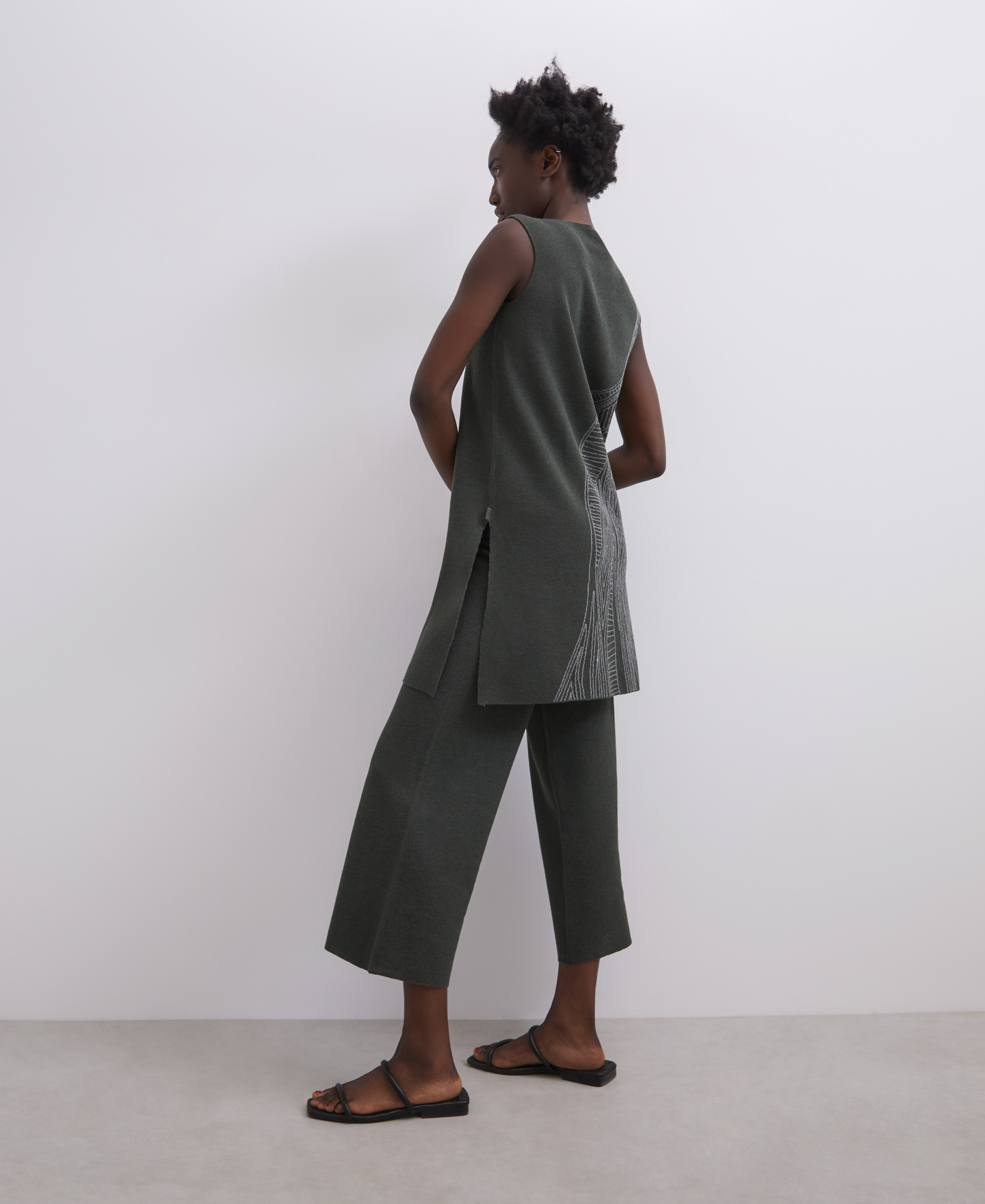 Top punto jacquard en lino image number 3