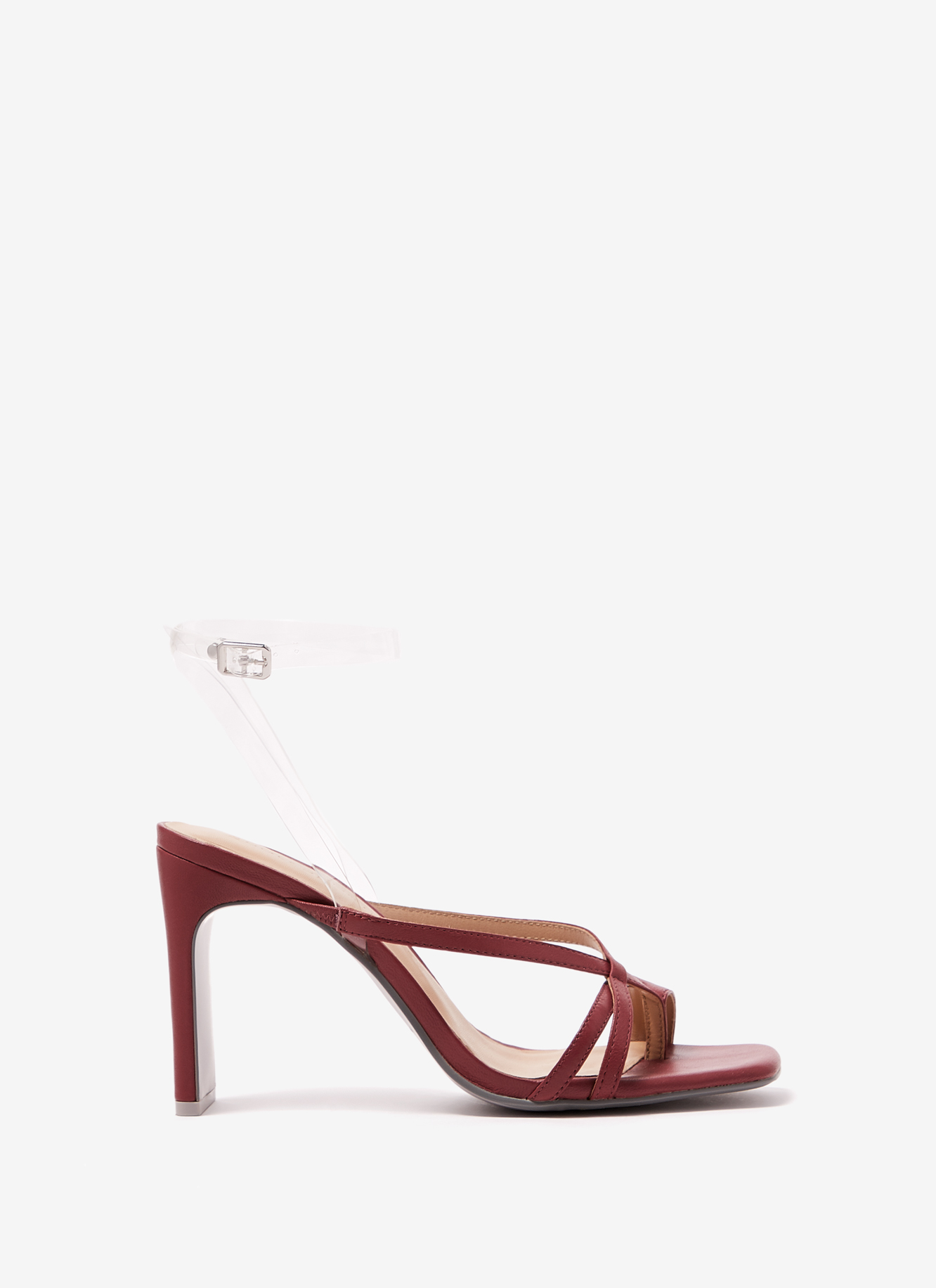 Leather sandals with clear strap image number 0
