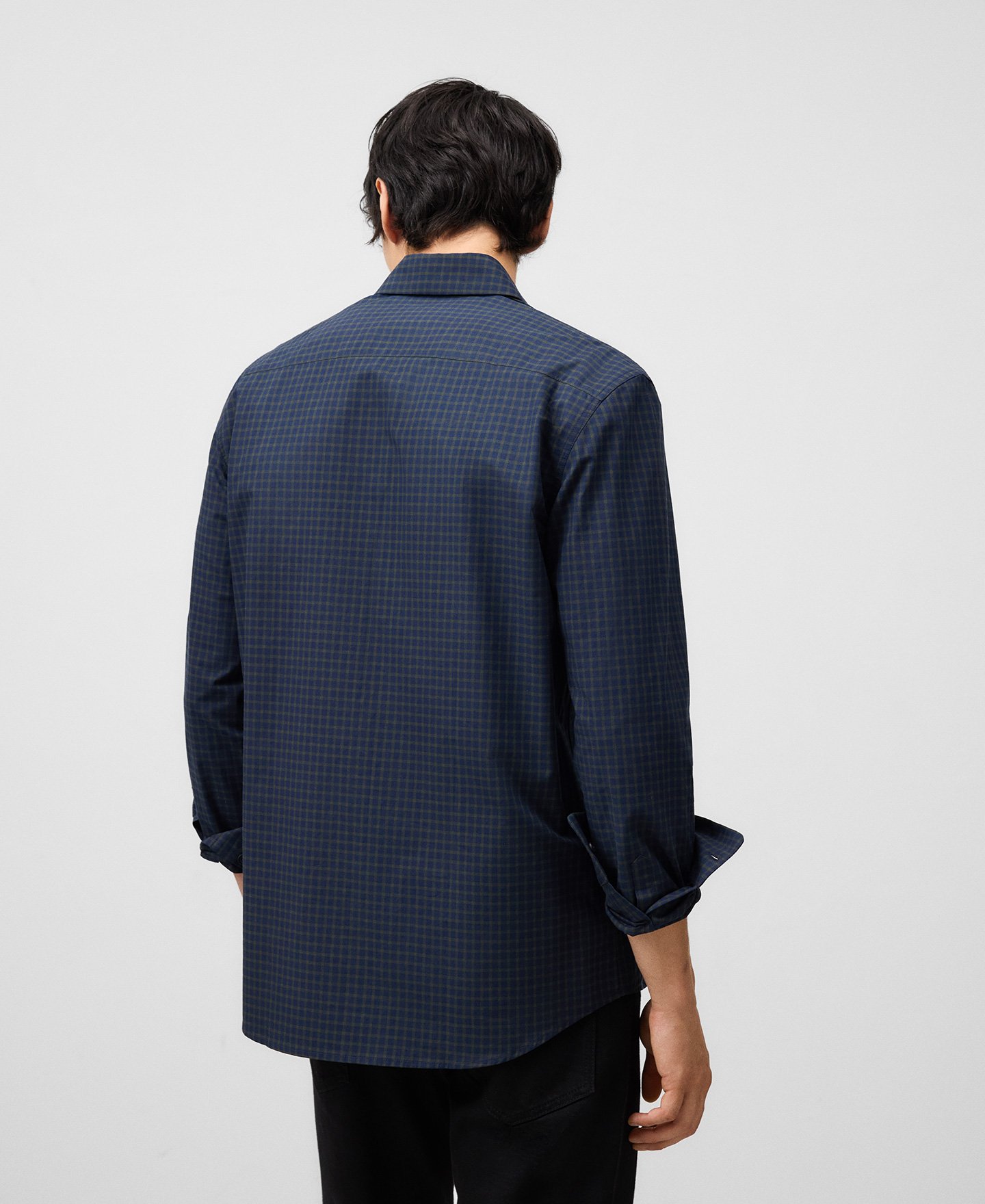 Camisa cuadros cuello solapa hombre image number 2