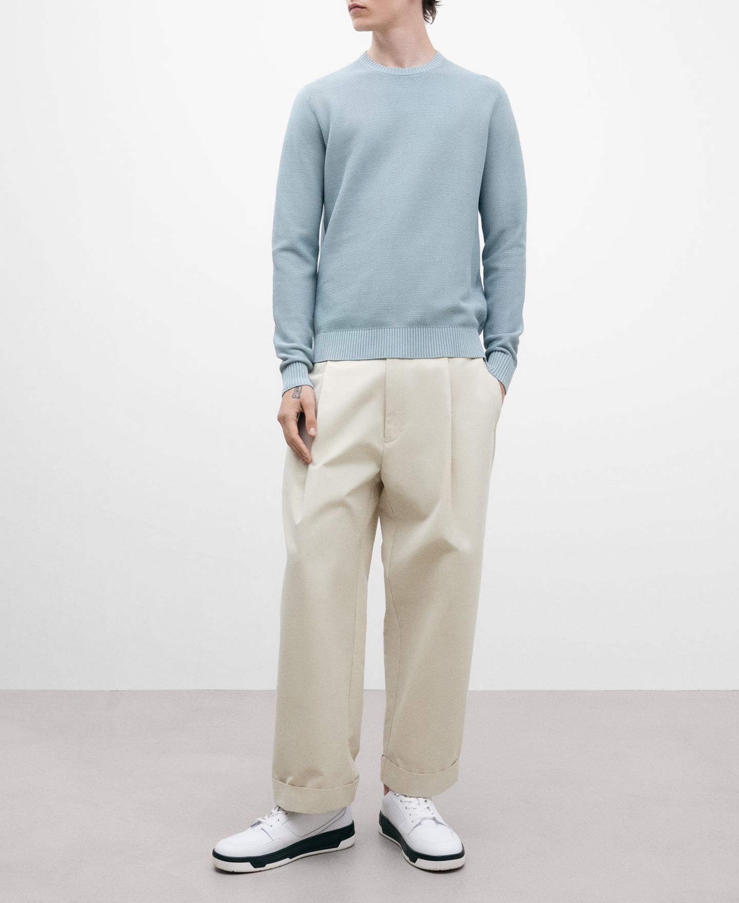 Men's light blue knitted sweater image number 1