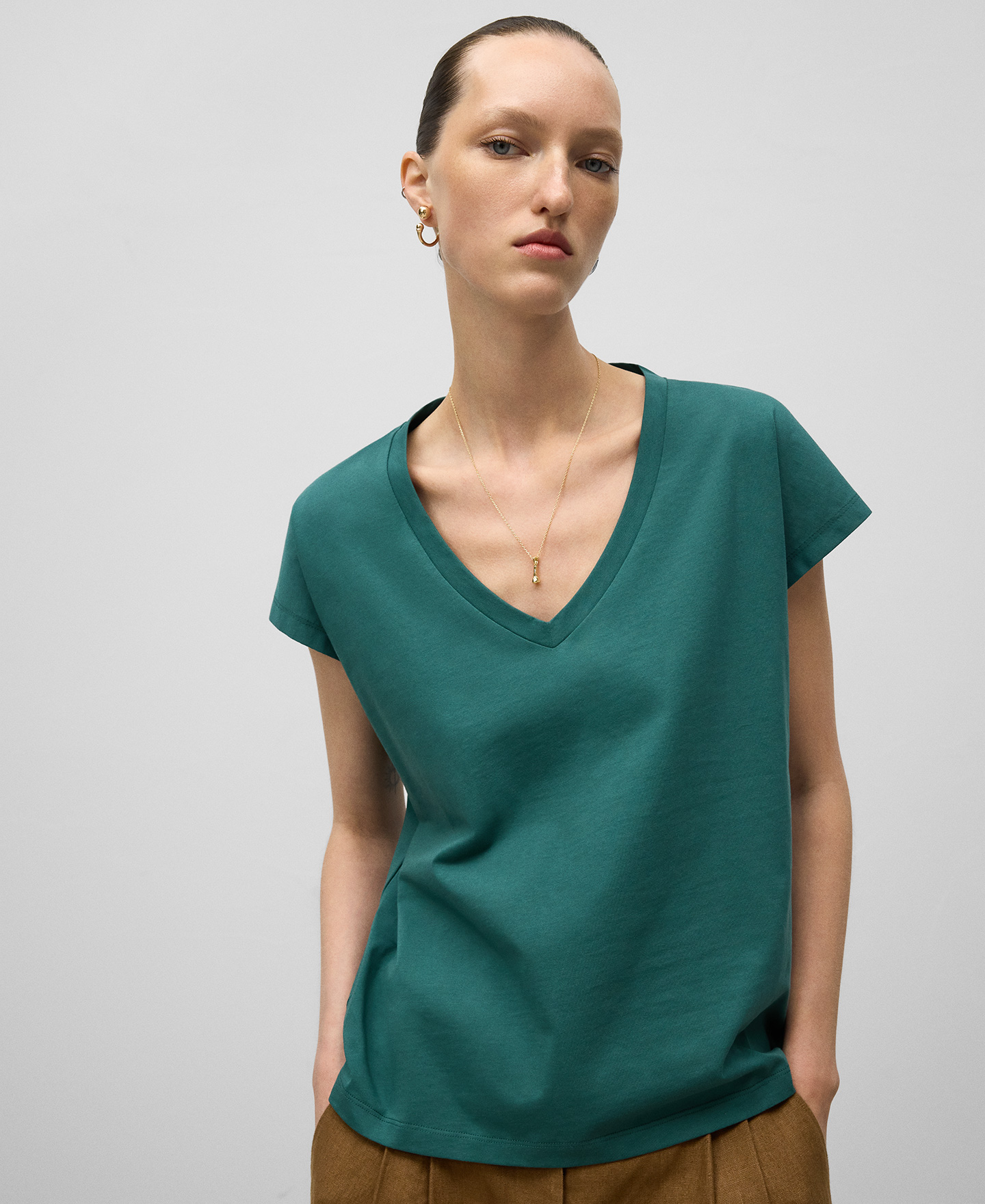 Camiseta relaxed fit algodón mujer image number 0