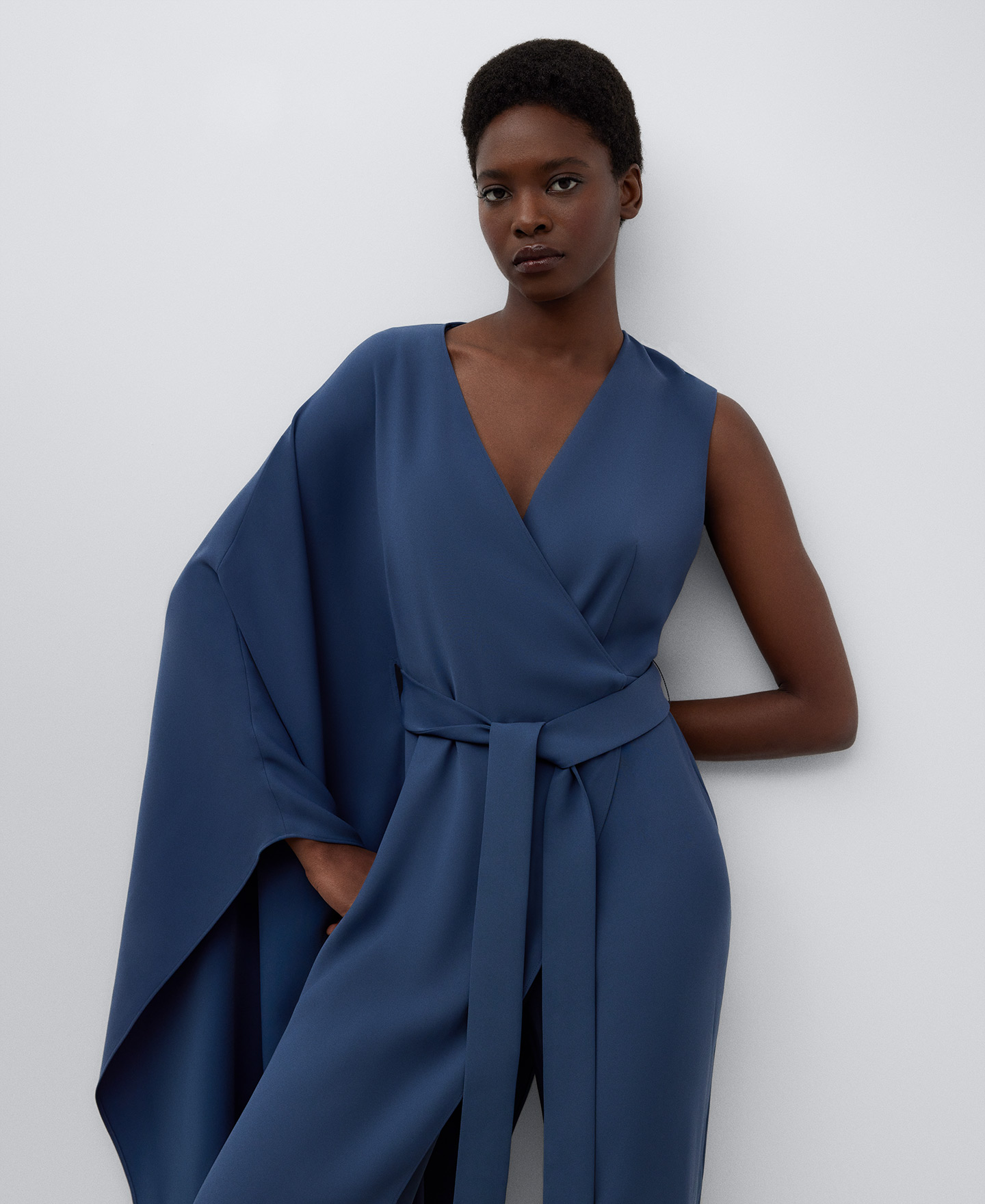 Blue wrap clearance jumpsuit