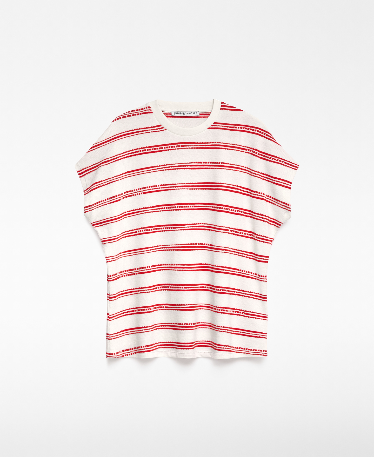 Striped jacquard cotton T-shirt woman image number 4
