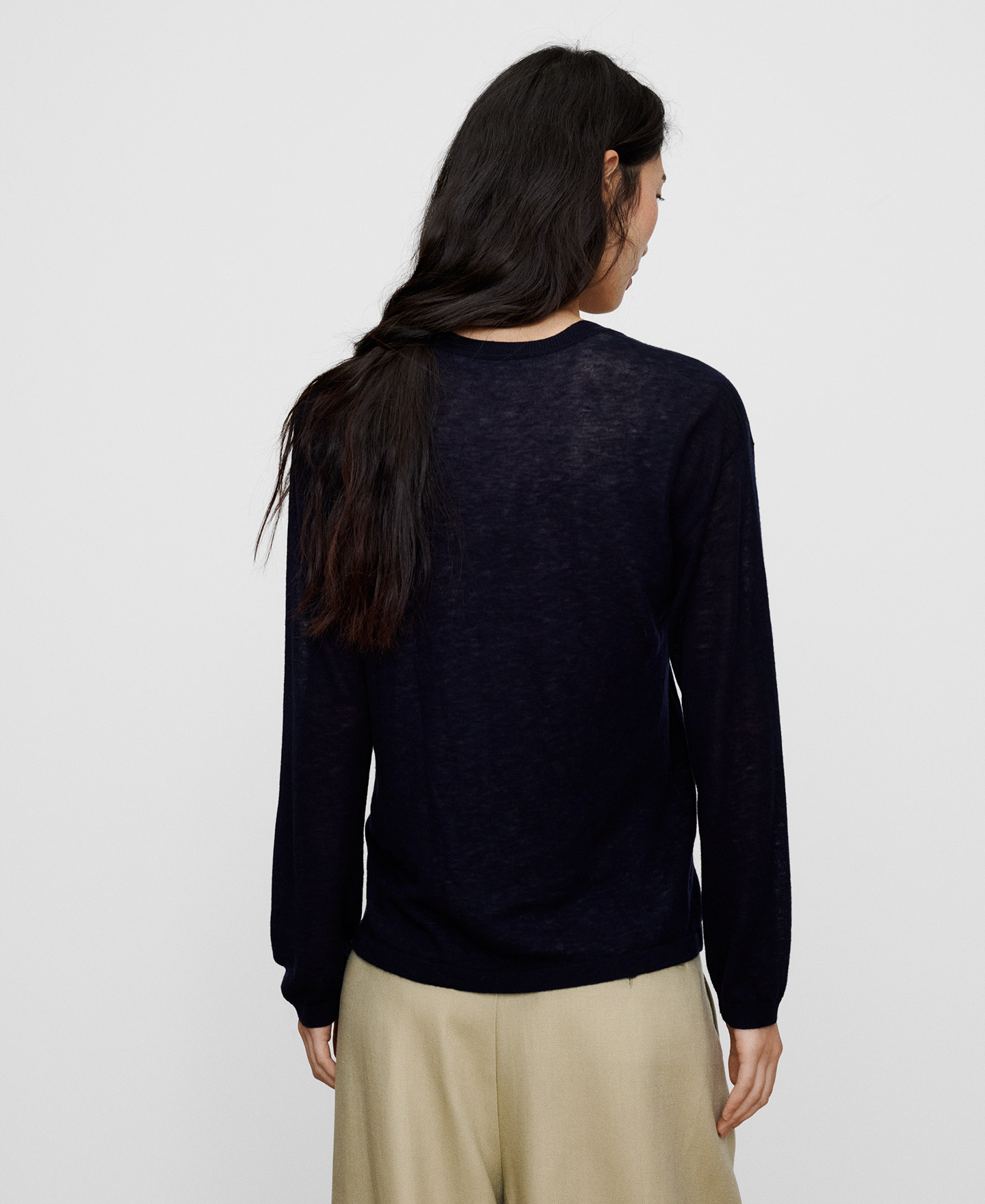 Merino wool double-layer knit sweater image number 2