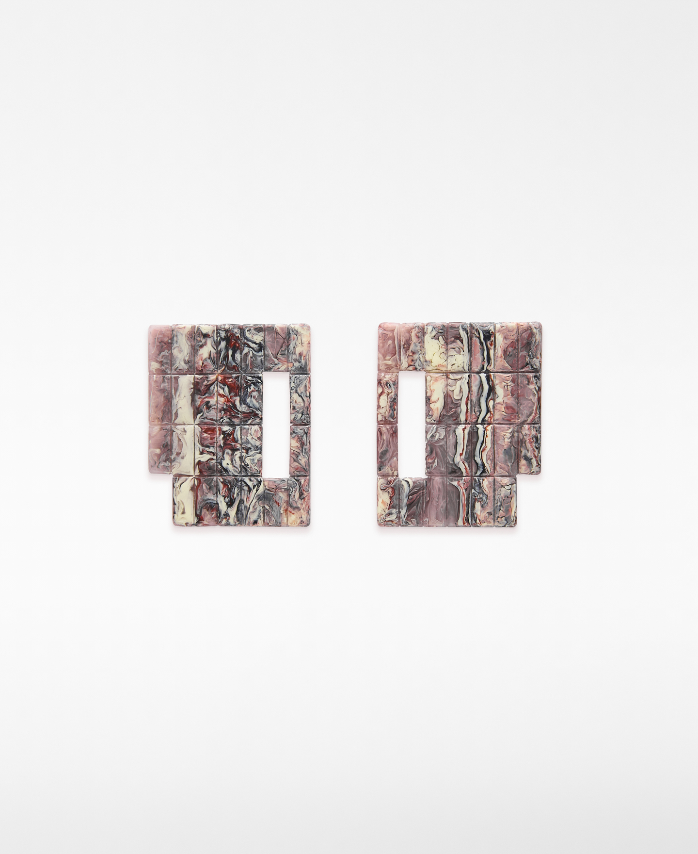 Resin grid earrings woman image number 0