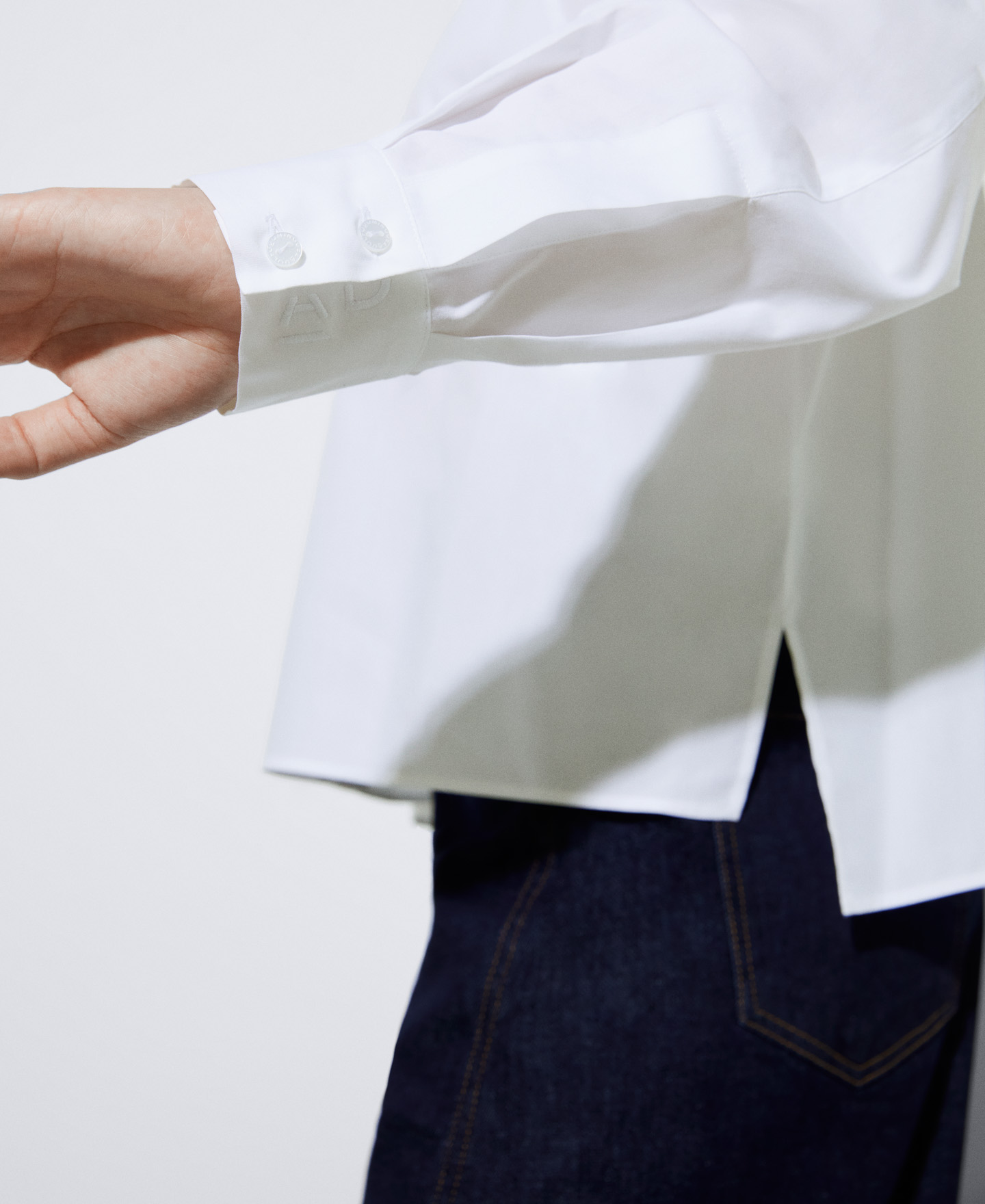 Mandarin collar cotton shirt image number 3
