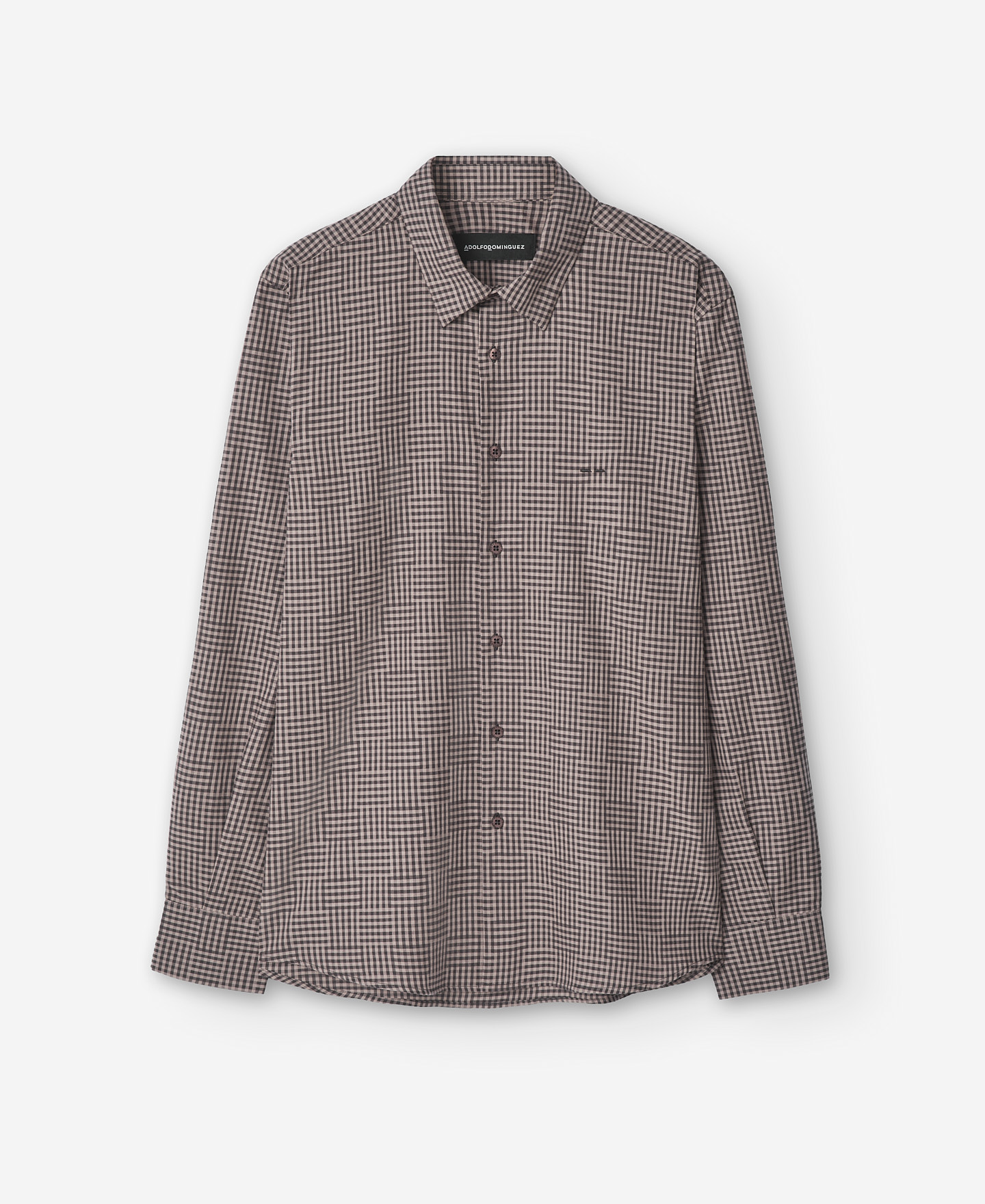 Brown checked cotton shirt image number 4