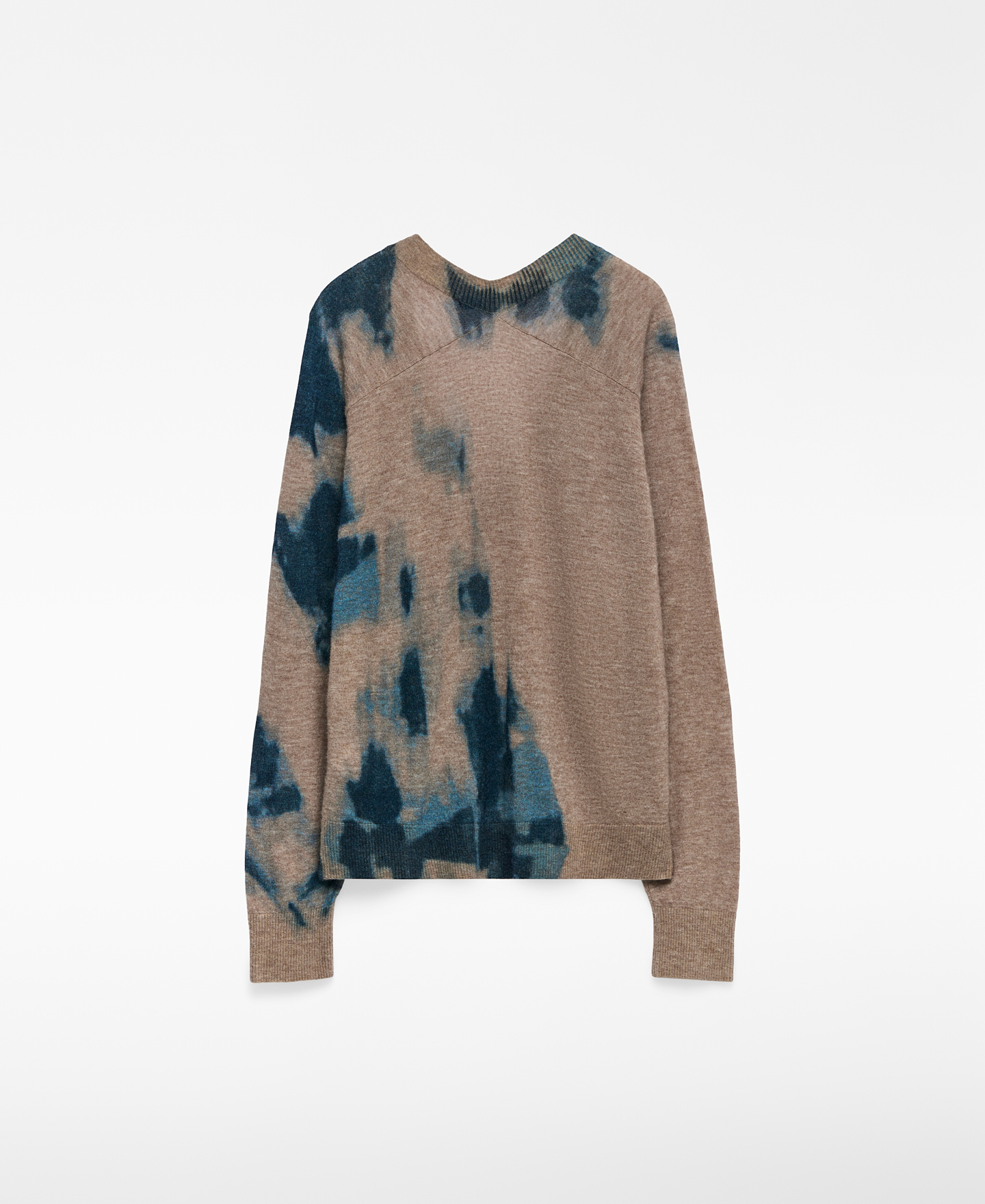 V-neck printed knit sweater woman image number 5