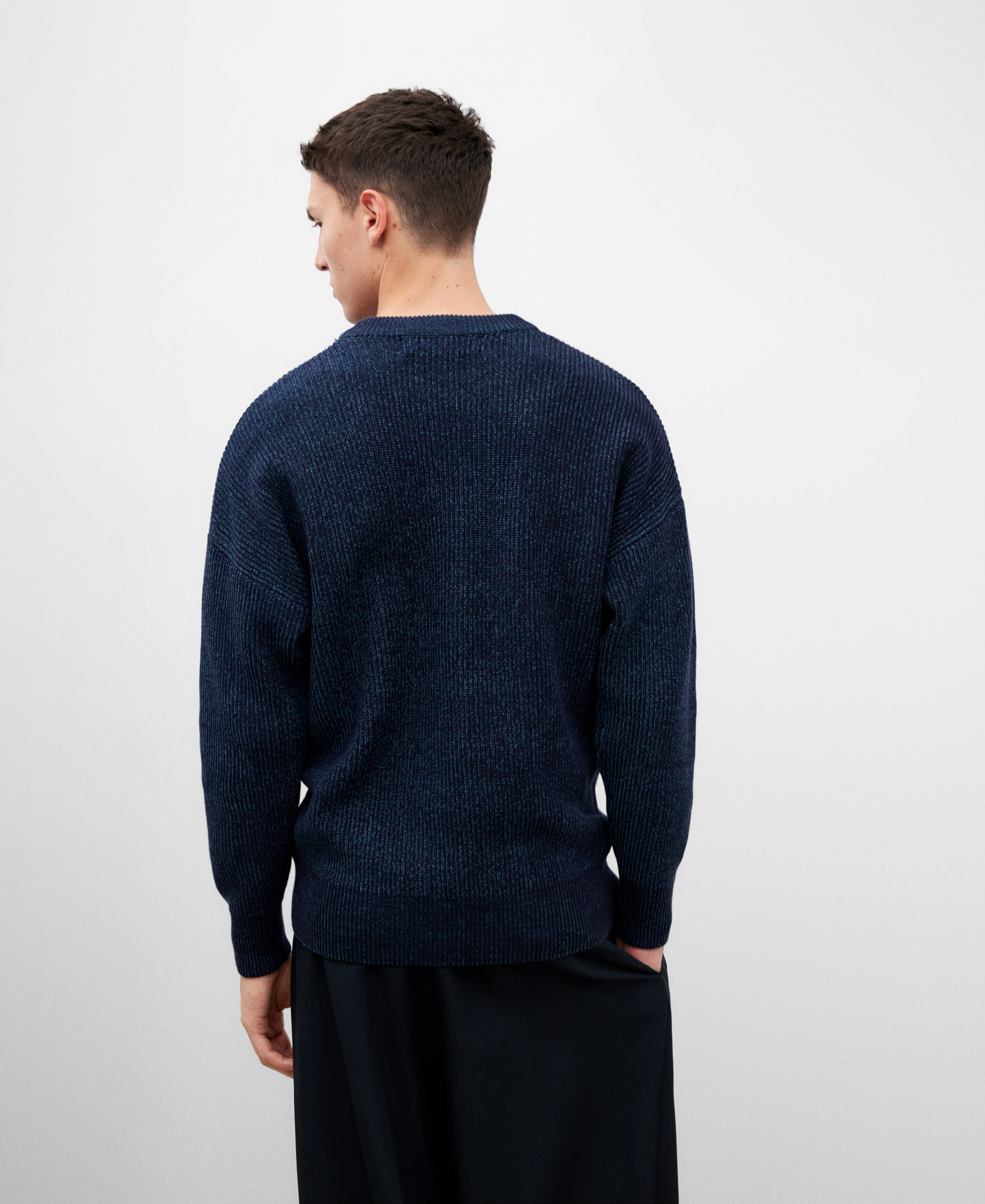 Melange blue knitted sweater image number 2