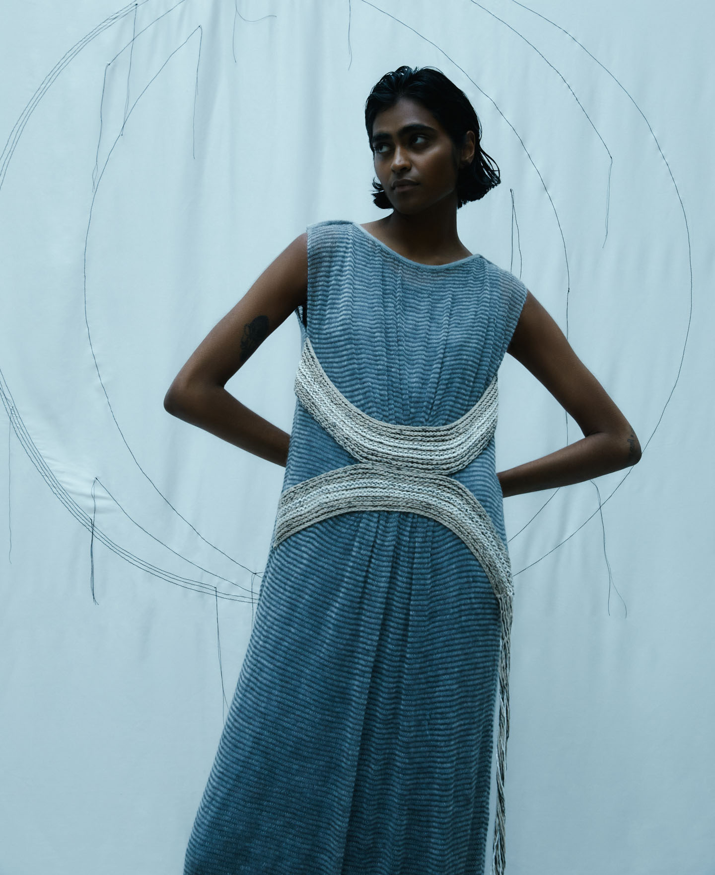 Long dress with jacquard details image number 0