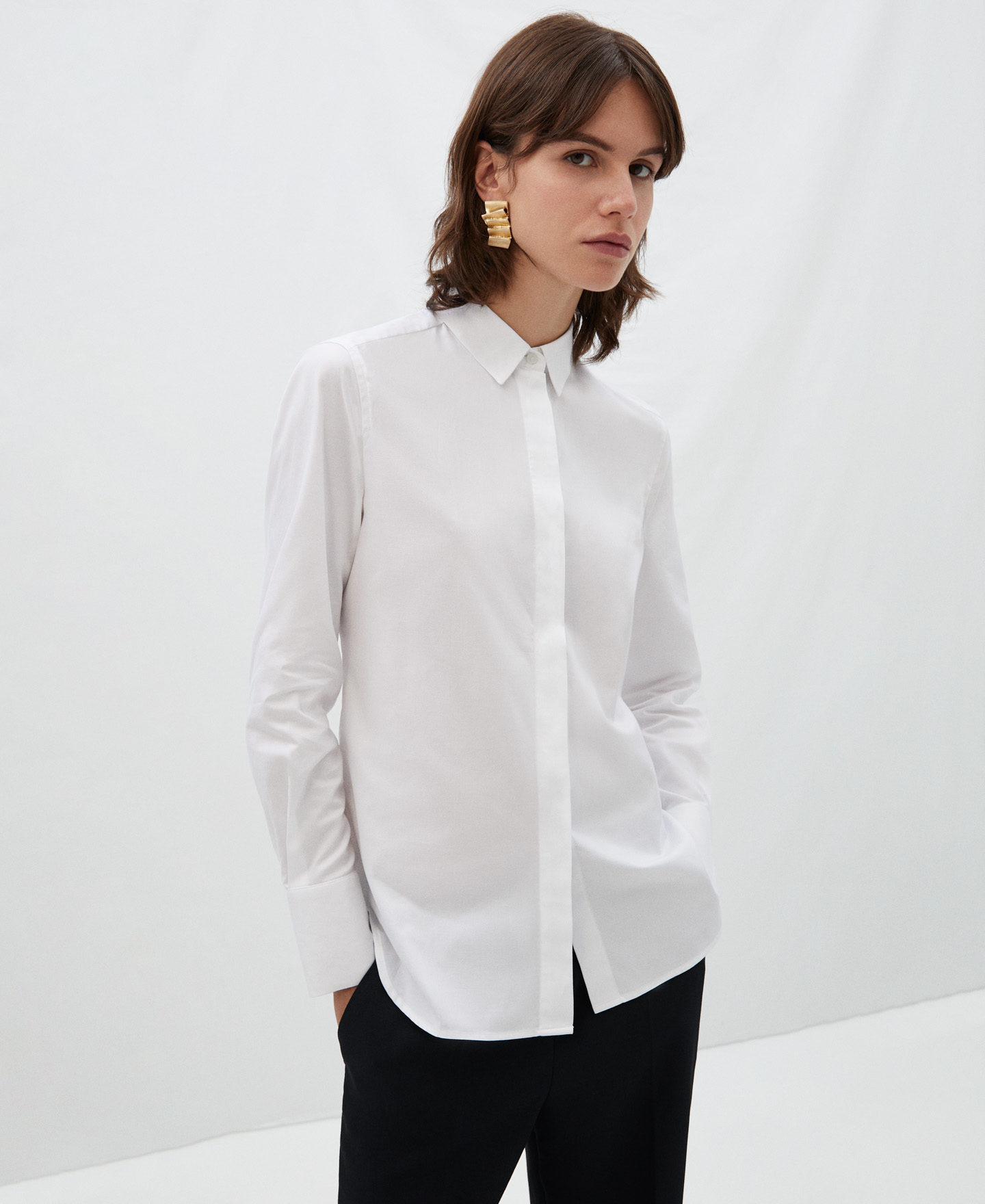 Shirt with cotton placket image number 0