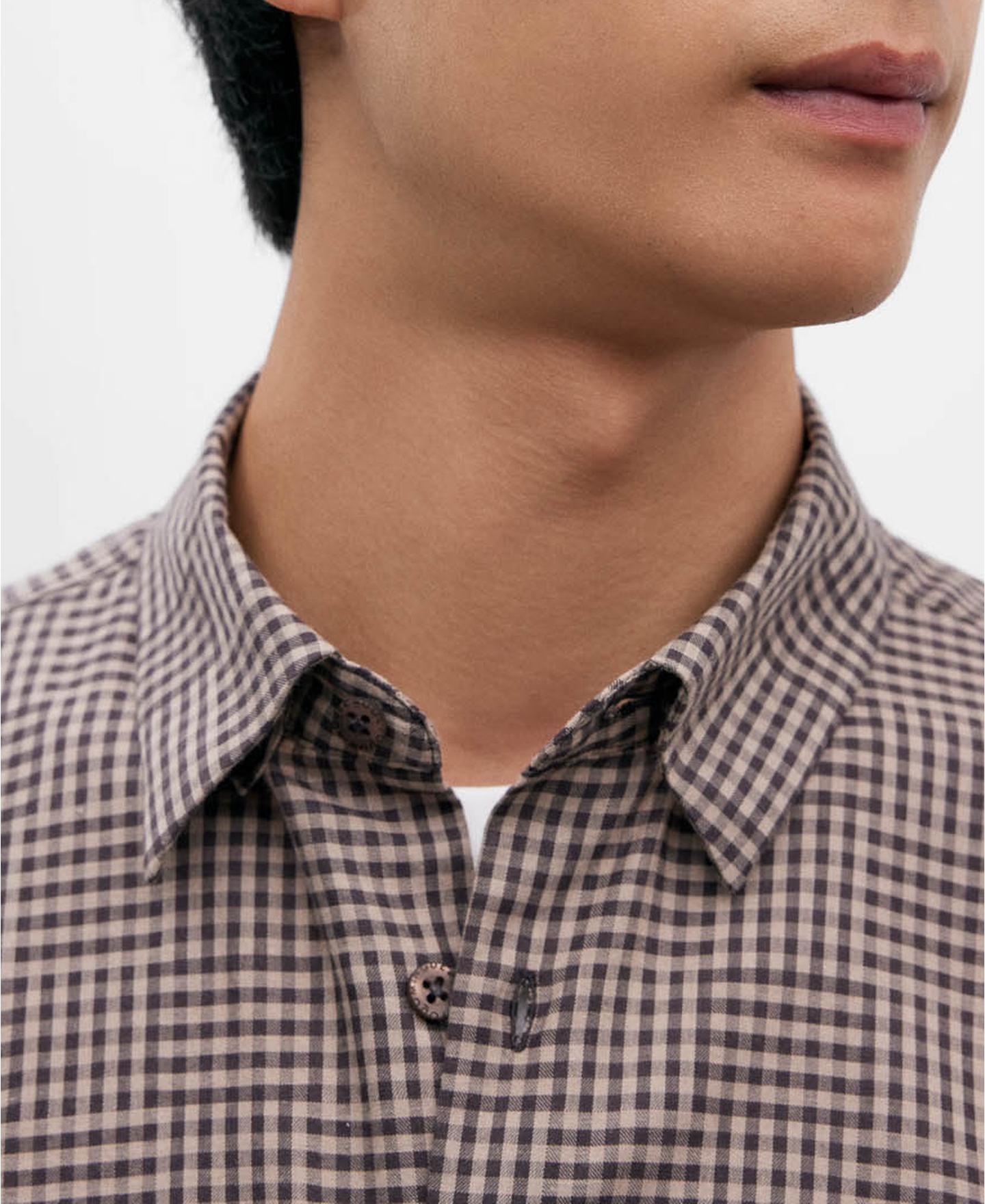 Brown checked cotton shirt image number 3