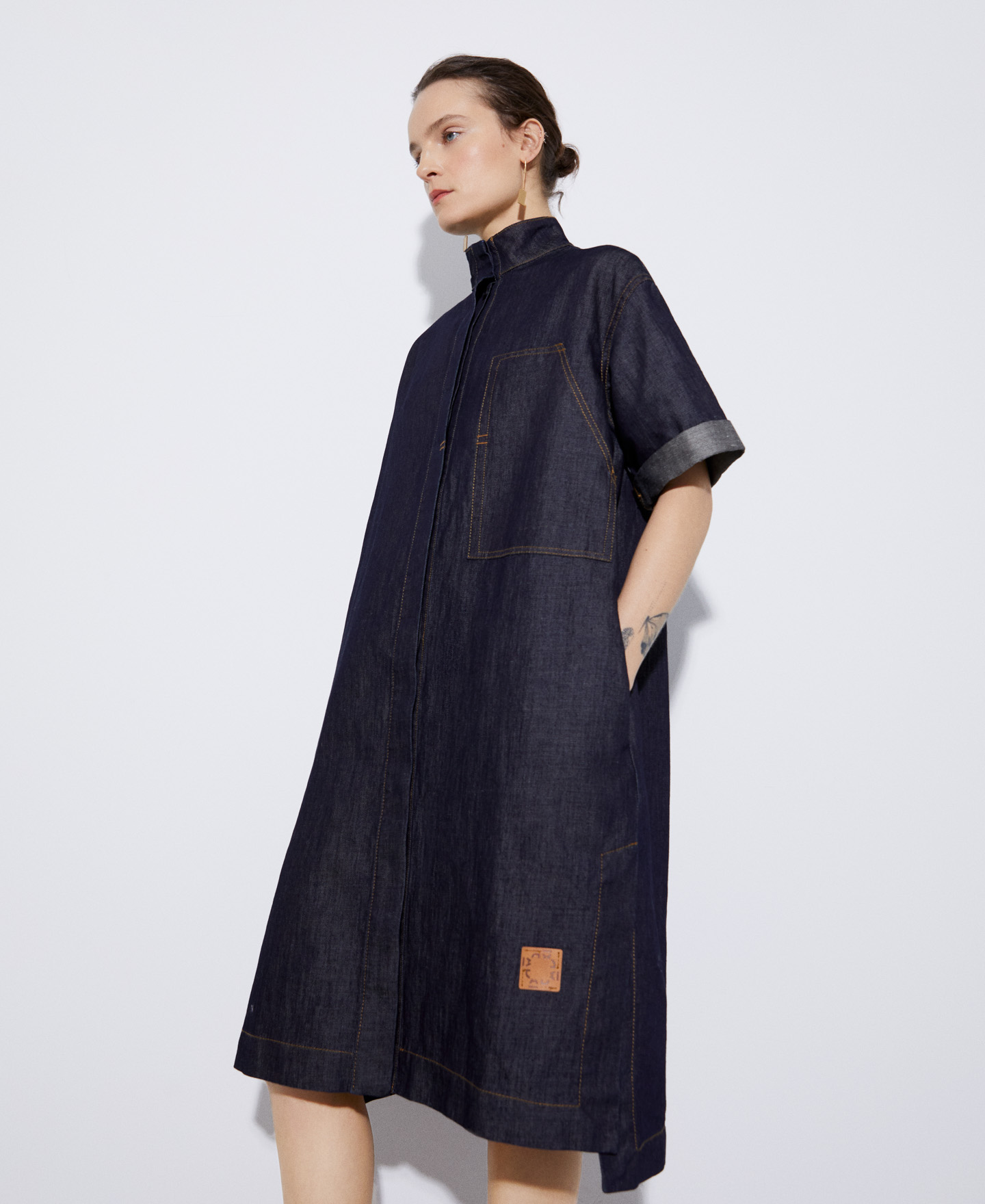 Linen and cotton shirt dress image number 0