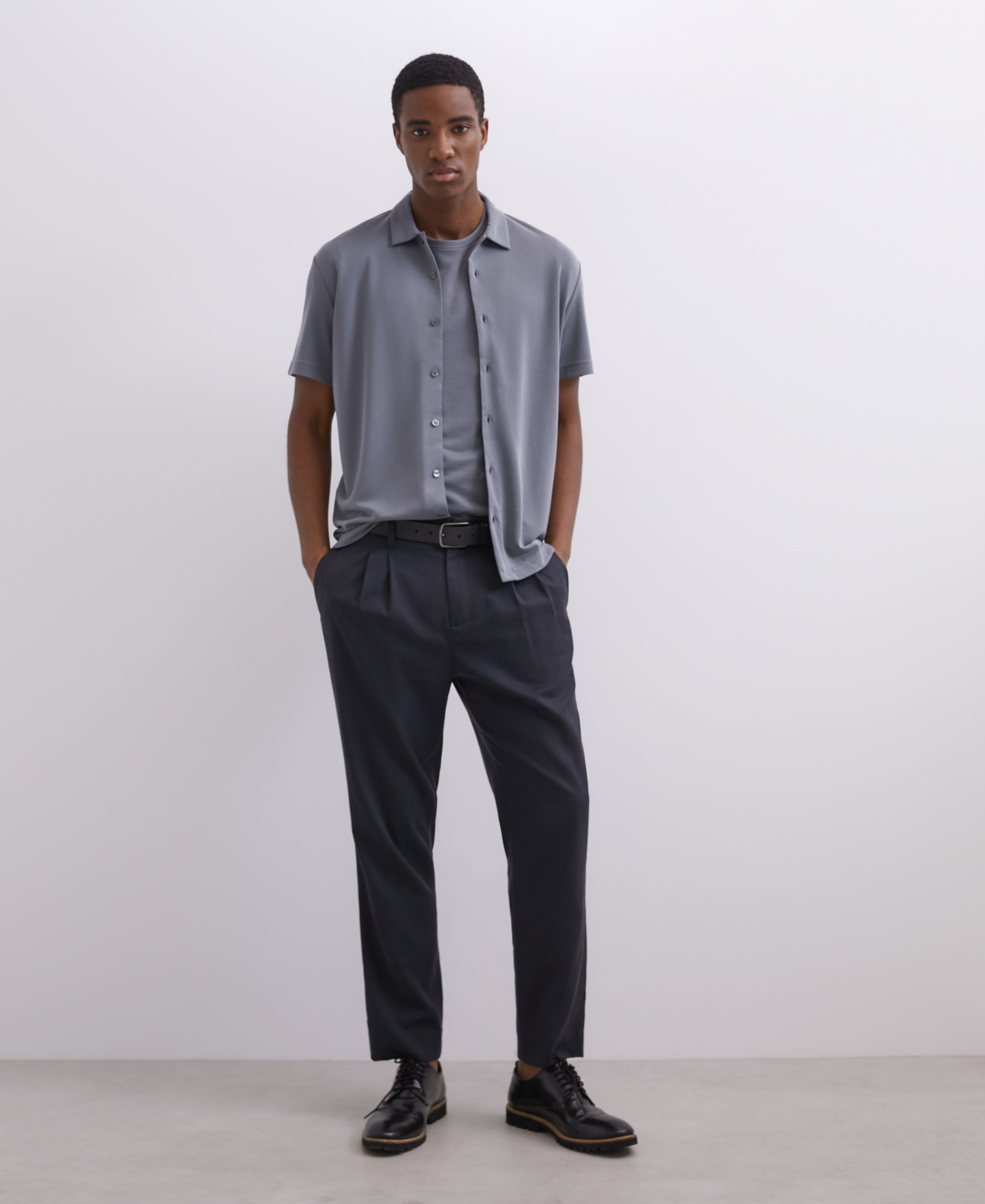Modal button-down polo shirt image number 3