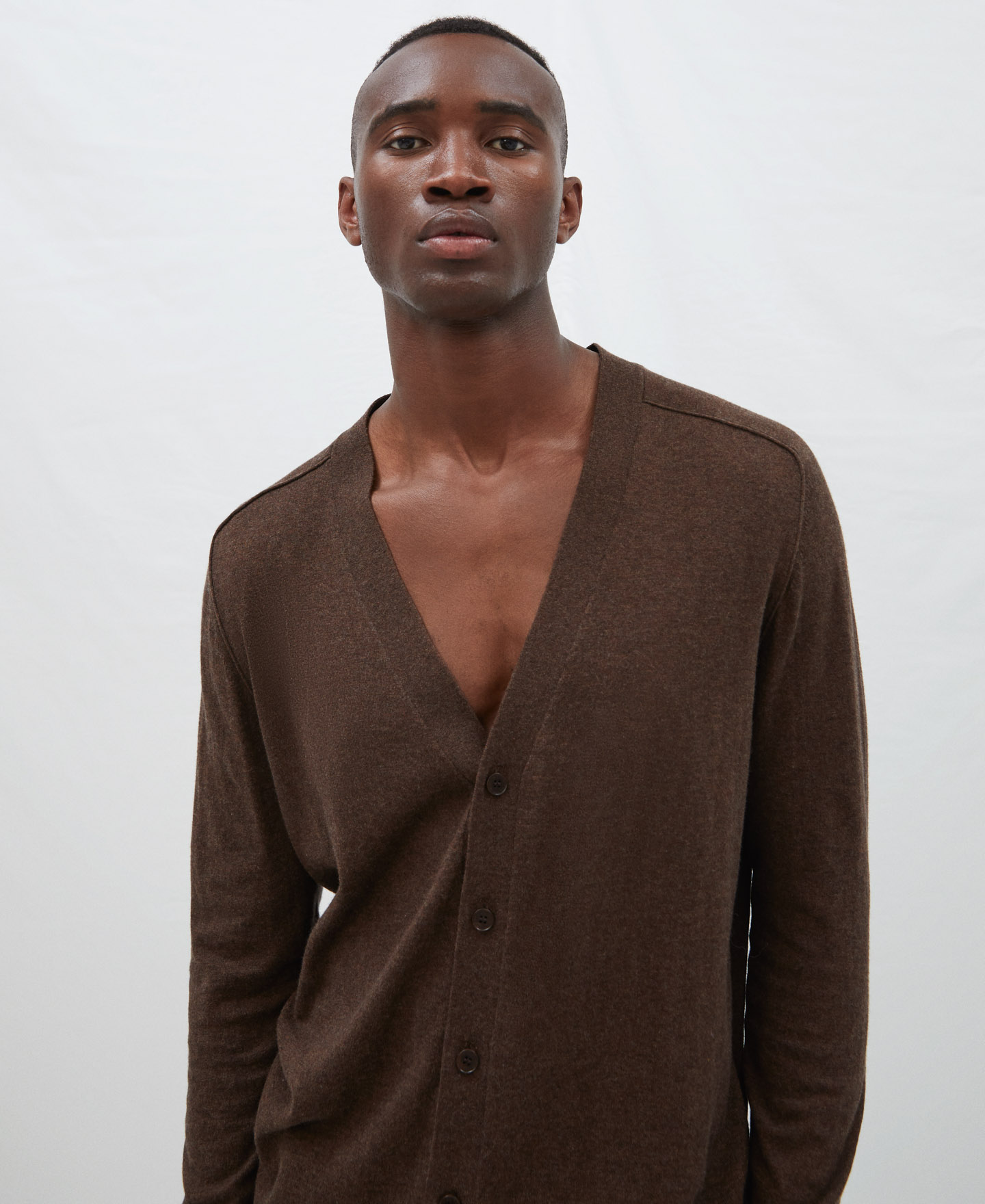 Merino wool and cotton cardigan image number 3
