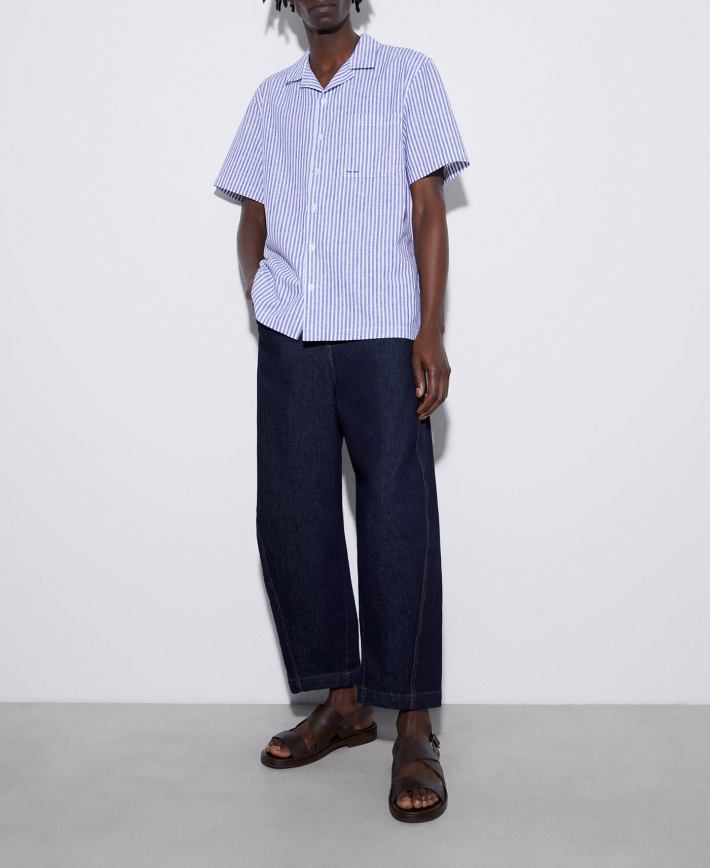 Striped bowling collar shirt image number 1