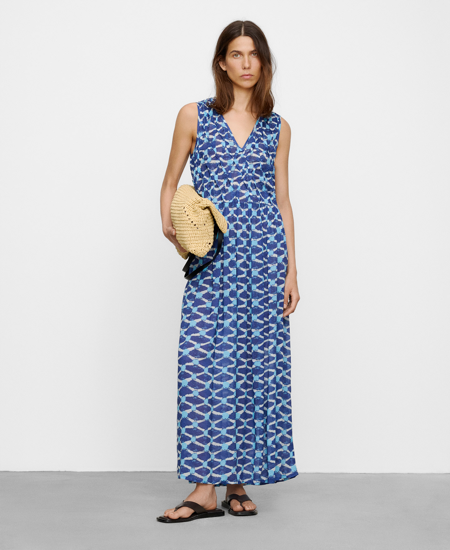 Bedrucktes Kleid mit gerafftem Oberteil image number 1