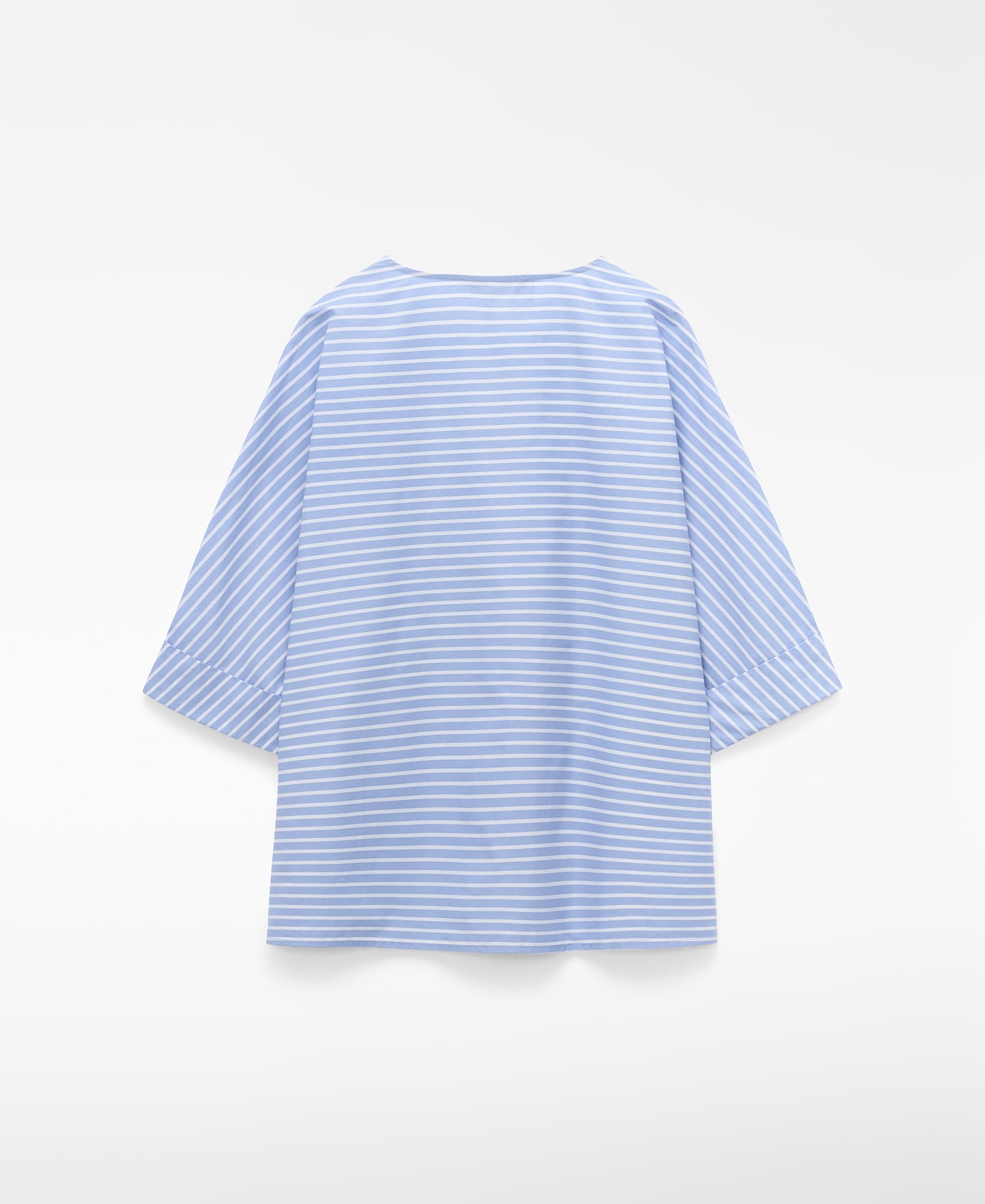 Cotton V-neckline striped blouse image number 1
